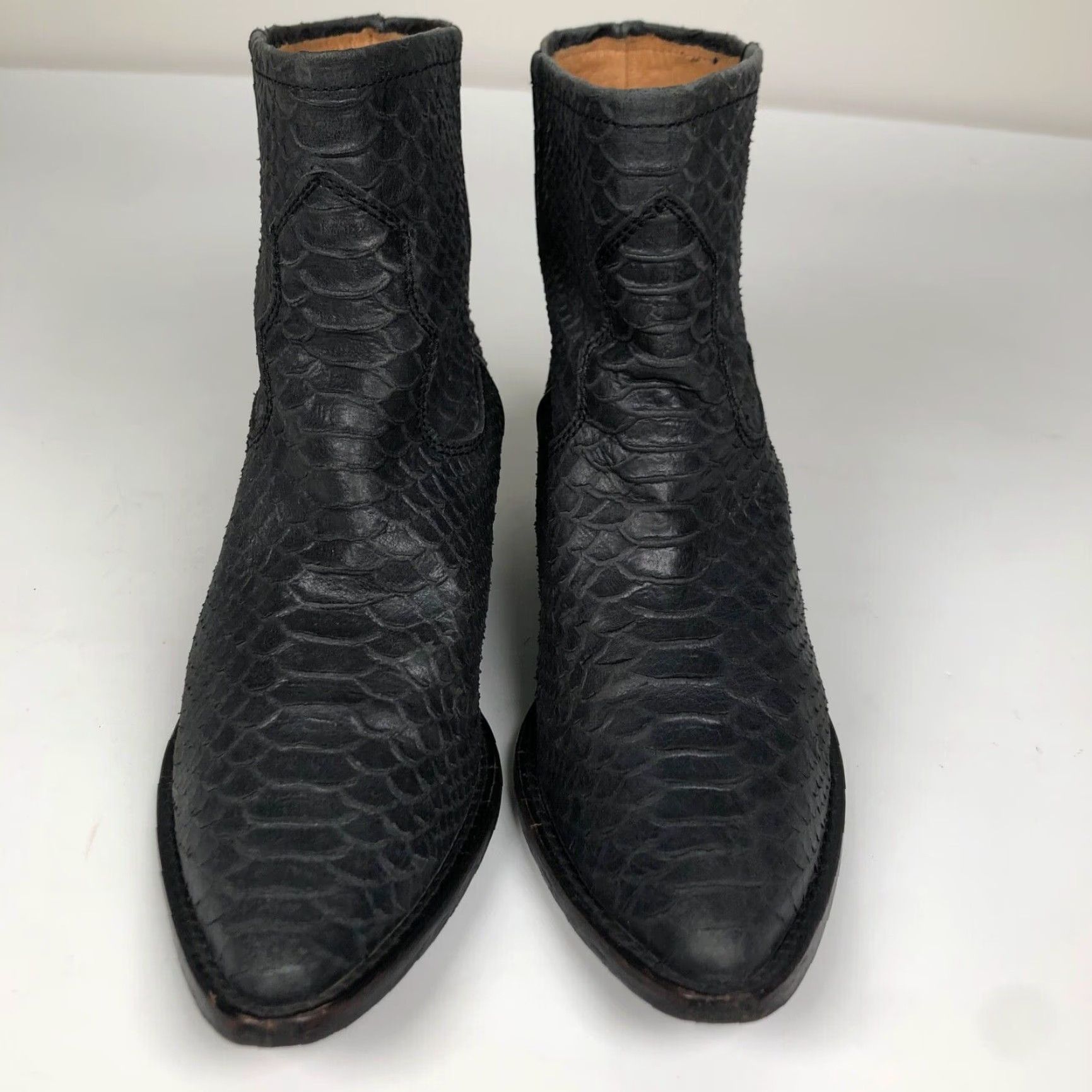 Zara VINTAGE Zara Boots Gray Snake Print Leather Short Boots Spain Size 30" / US 8 / IT 44 - 2 Thumbnail