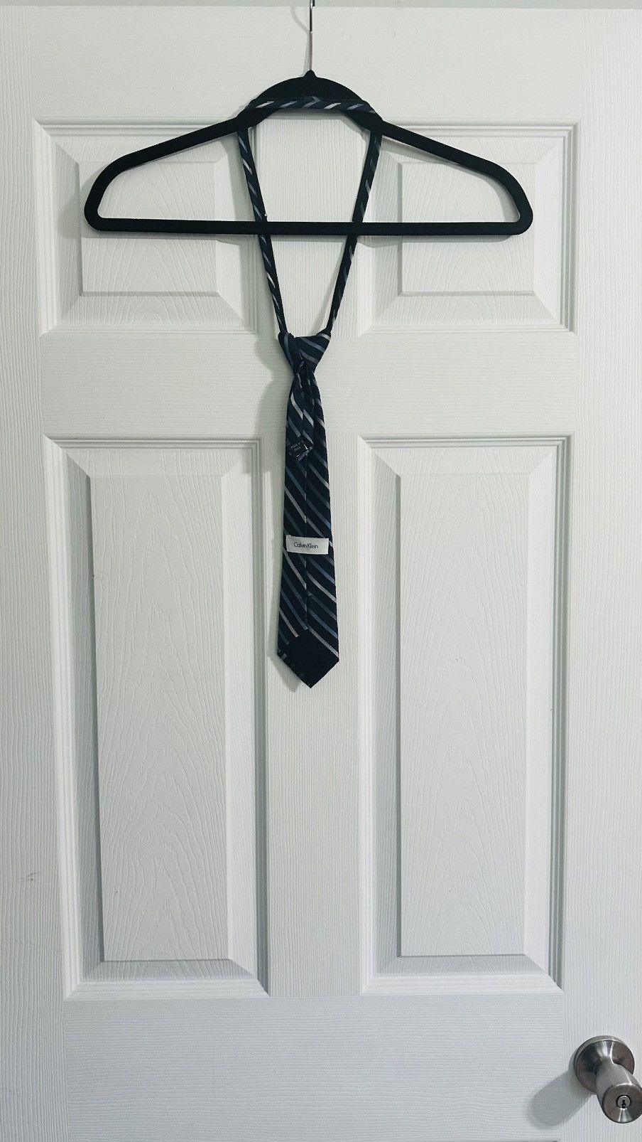 Calvin Klein Calvin Klein Tie Two Tone Blue With Silver Stripes 100% Silk Size ONE SIZE - 2 Thumbnail