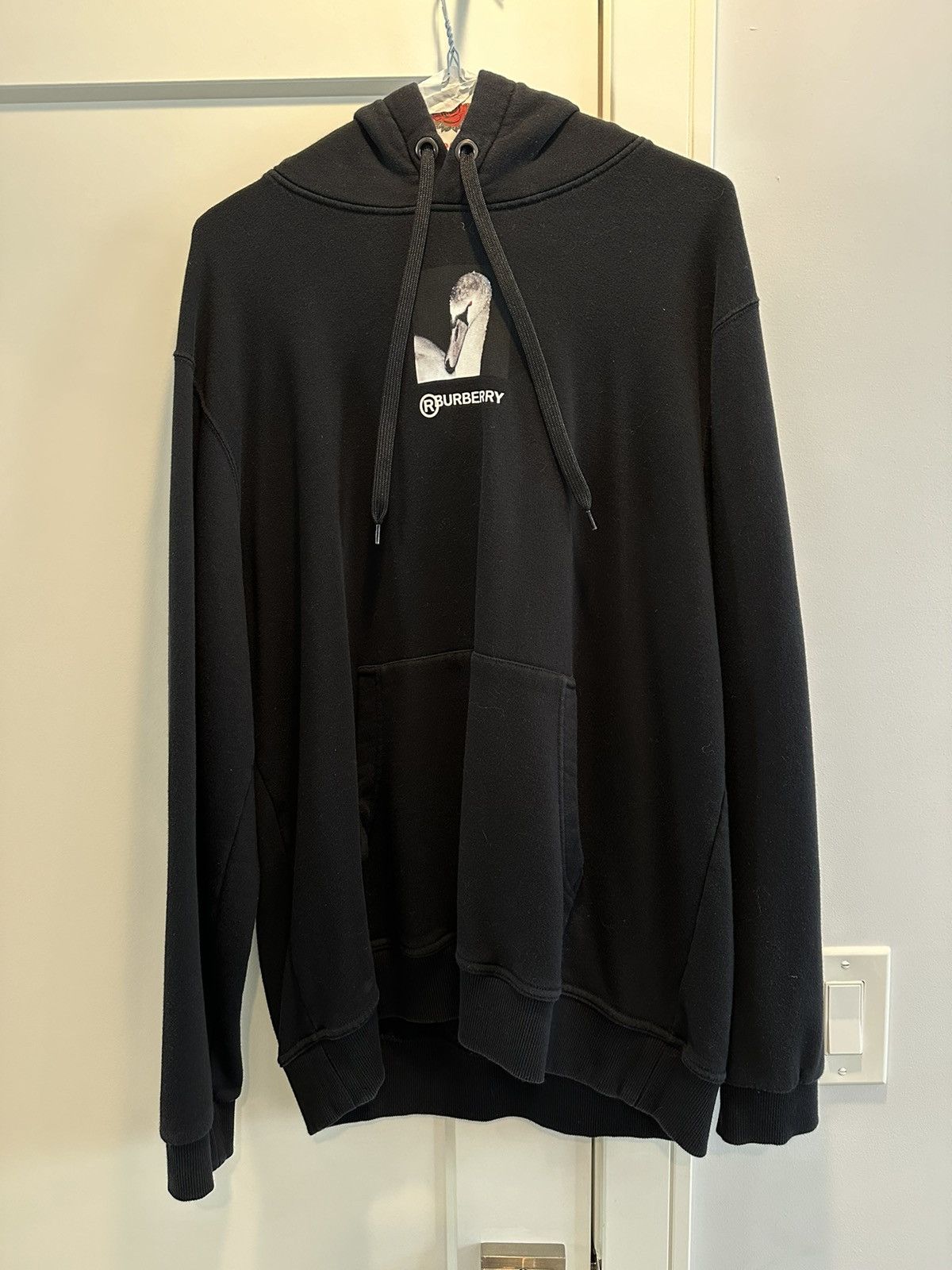 image of Burberry Swan Print Hoodie in Black, Men's (Size Large)