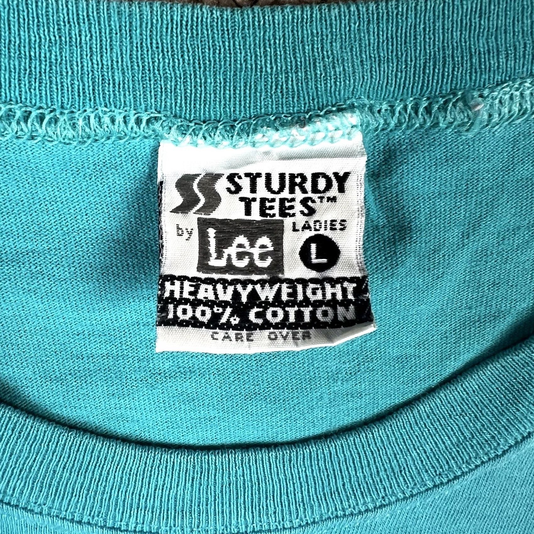 Lee VINTAGE Lee T-Shirt Womens Large Teal 100% Cotton 90s Vintage Shirt Casual Size L / US 10 / IT 46 - 2 Thumbnail