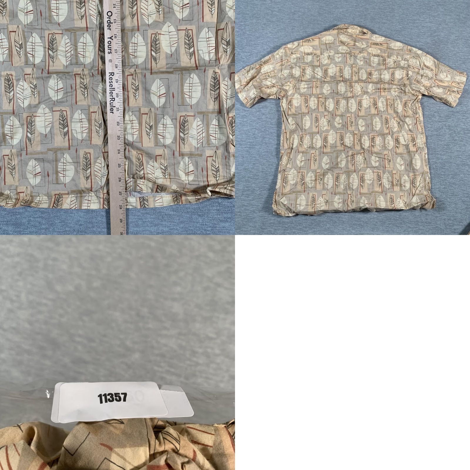 Tori Richard Tori Richard Shirt Mens Medium Beige Brown Leaf Print Button Up Cotton Hawaii Size US M / EU 48-50 / 2 - 8 Thumbnail