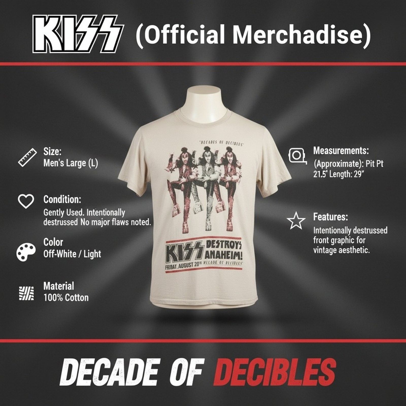 KISS KISS Destroys Anaheim L Decades of Decibels Rock Tour Tee Size US L / EU 52-54 / 3 - 2 Thumbnail