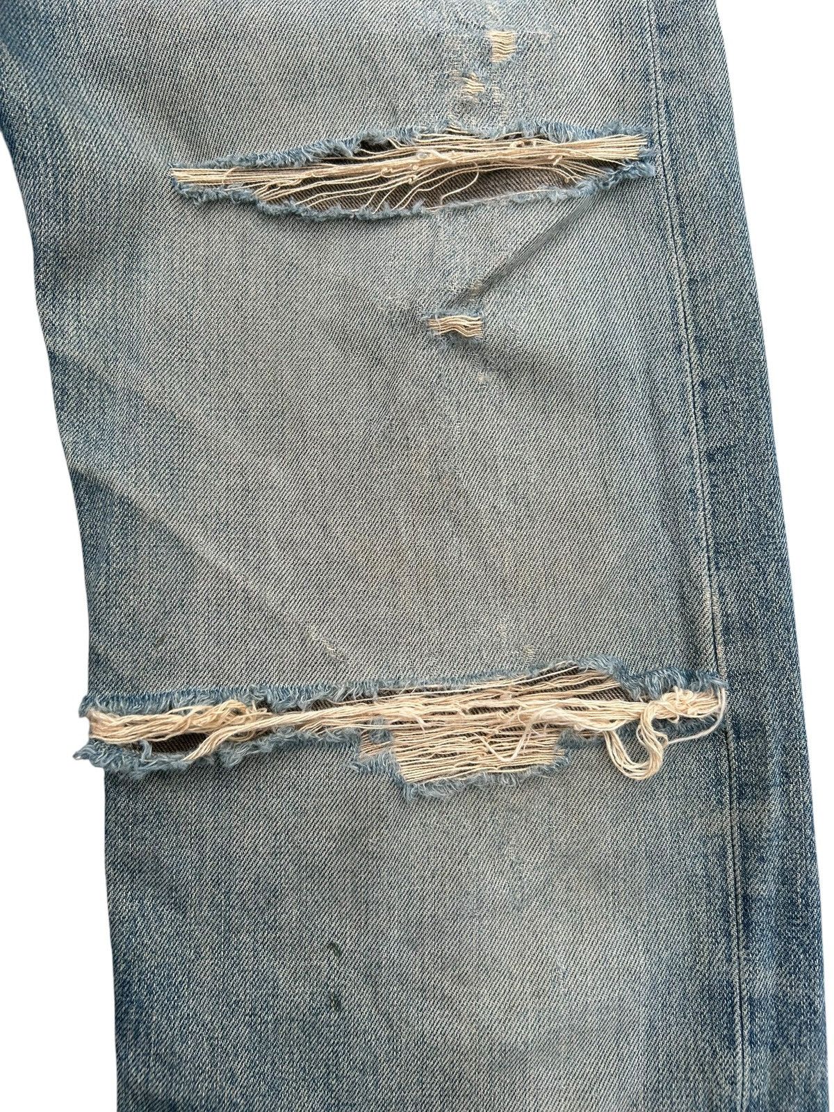 Kapital Vintage Wrangler Blue Bell Selvedge Thrashed Denim Jeans Size US 30 / EU 46 - 12 Thumbnail