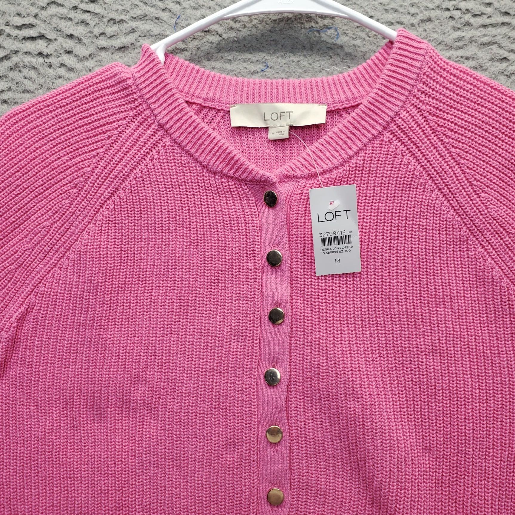 Loft LOFT Womens Sweater Shirt? (Original title uses Sweater) LOFT Henley Sweater Womens M Pink Waffle Knit Ribbed Cuff Hem 1/2 Button Size M / US 6-8 / IT 42-44 - 6 Thumbnail