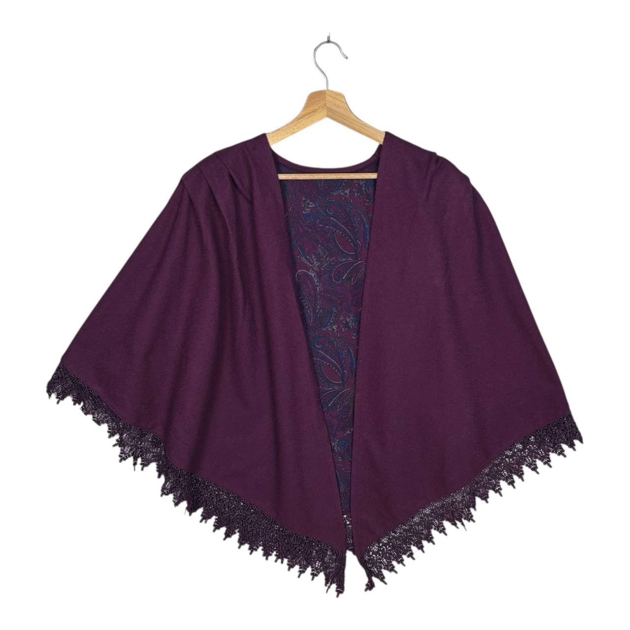 Japanese Brand Vintage Purple Paisley Poncho Cloaks Capes Size US M / EU 48-50 / 2 - 1 Thumbnail