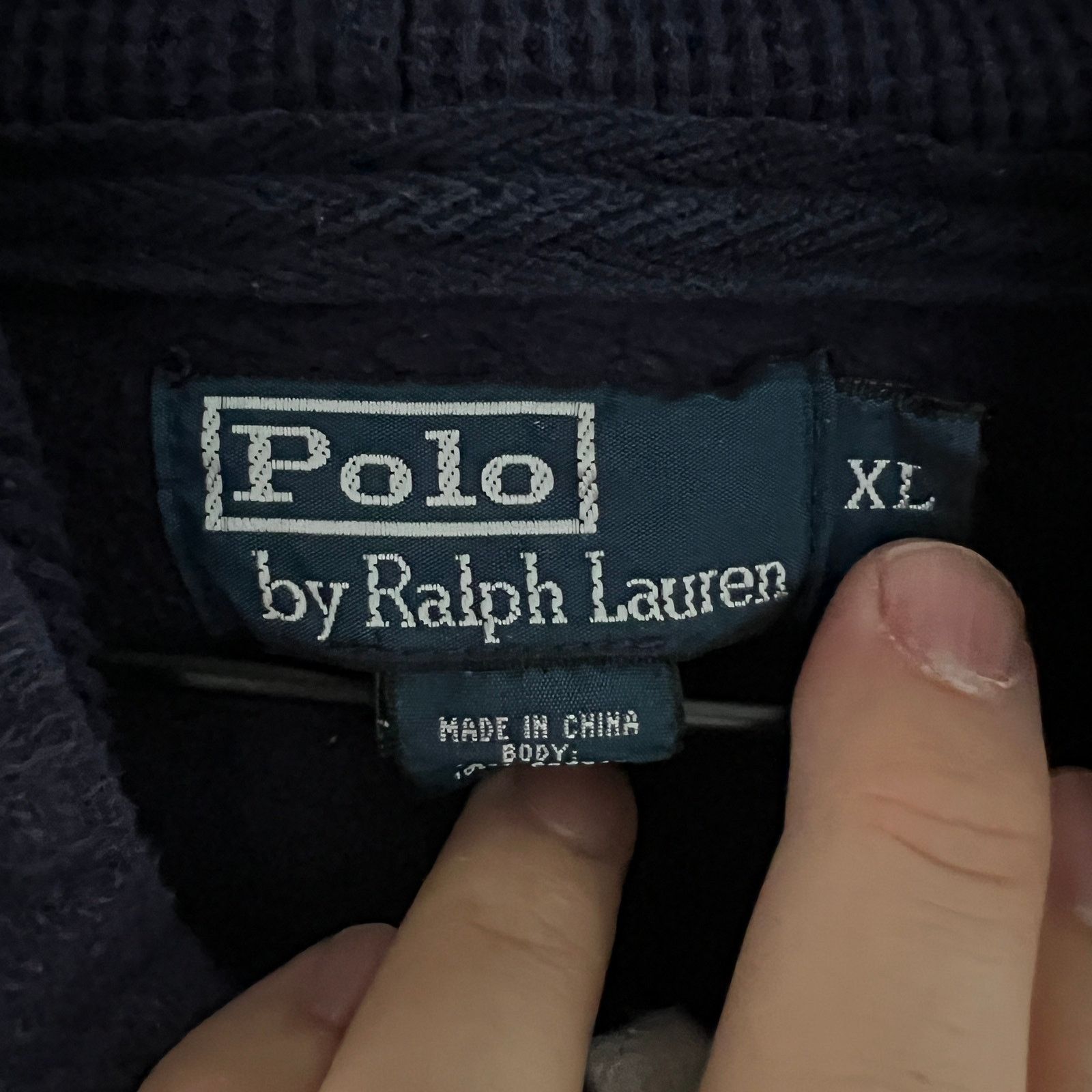 Polo Ralph Lauren VTG Polo Crest Men's Navy Hoodie Sweatshirt XL 24x27 Size US XL / EU 56 / 4 - 4 Thumbnail