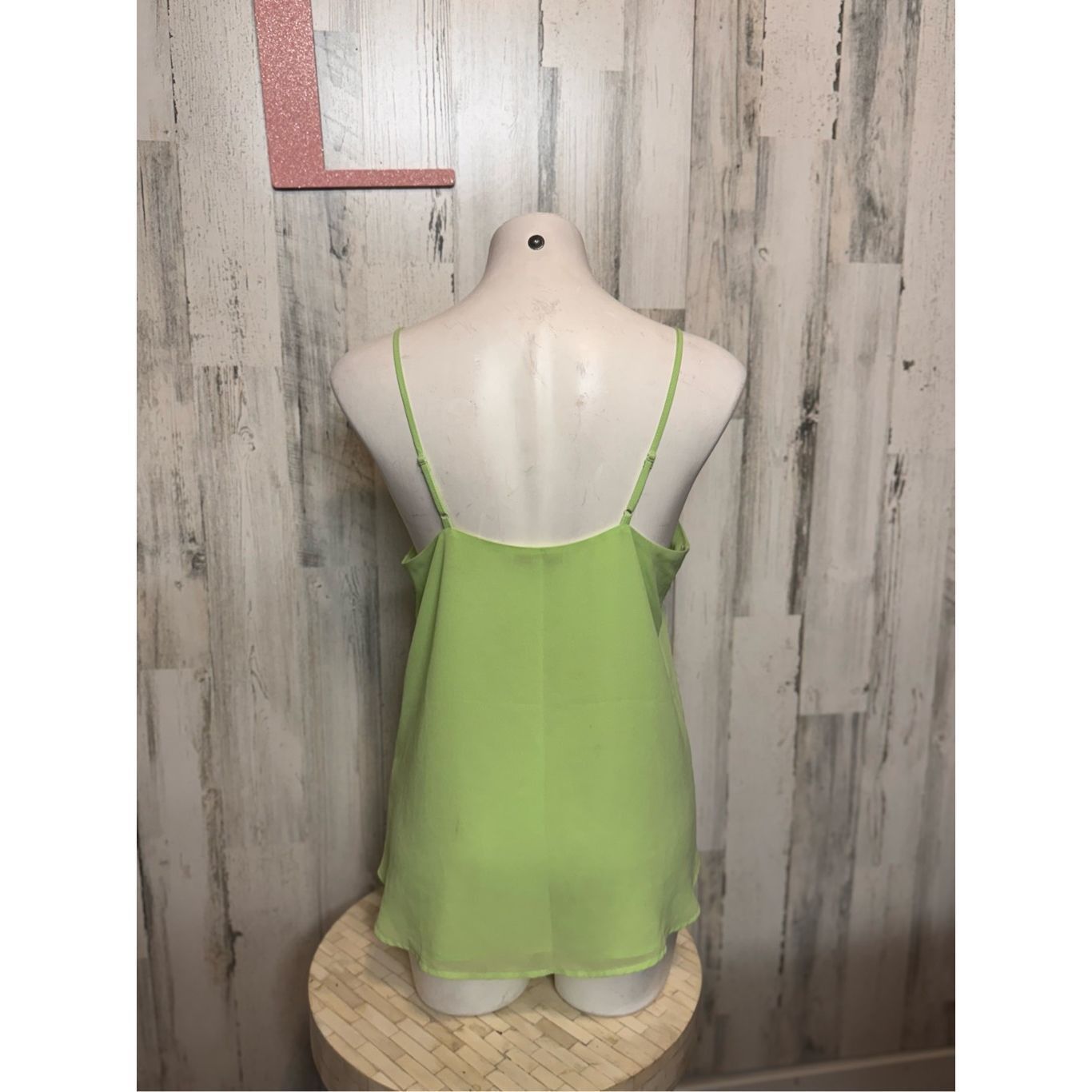 Other Naked Zebra Lime Green Sleeveless V-Neck Blouse Women’s Larg Size L / US 10 / IT 46 - 2 Thumbnail