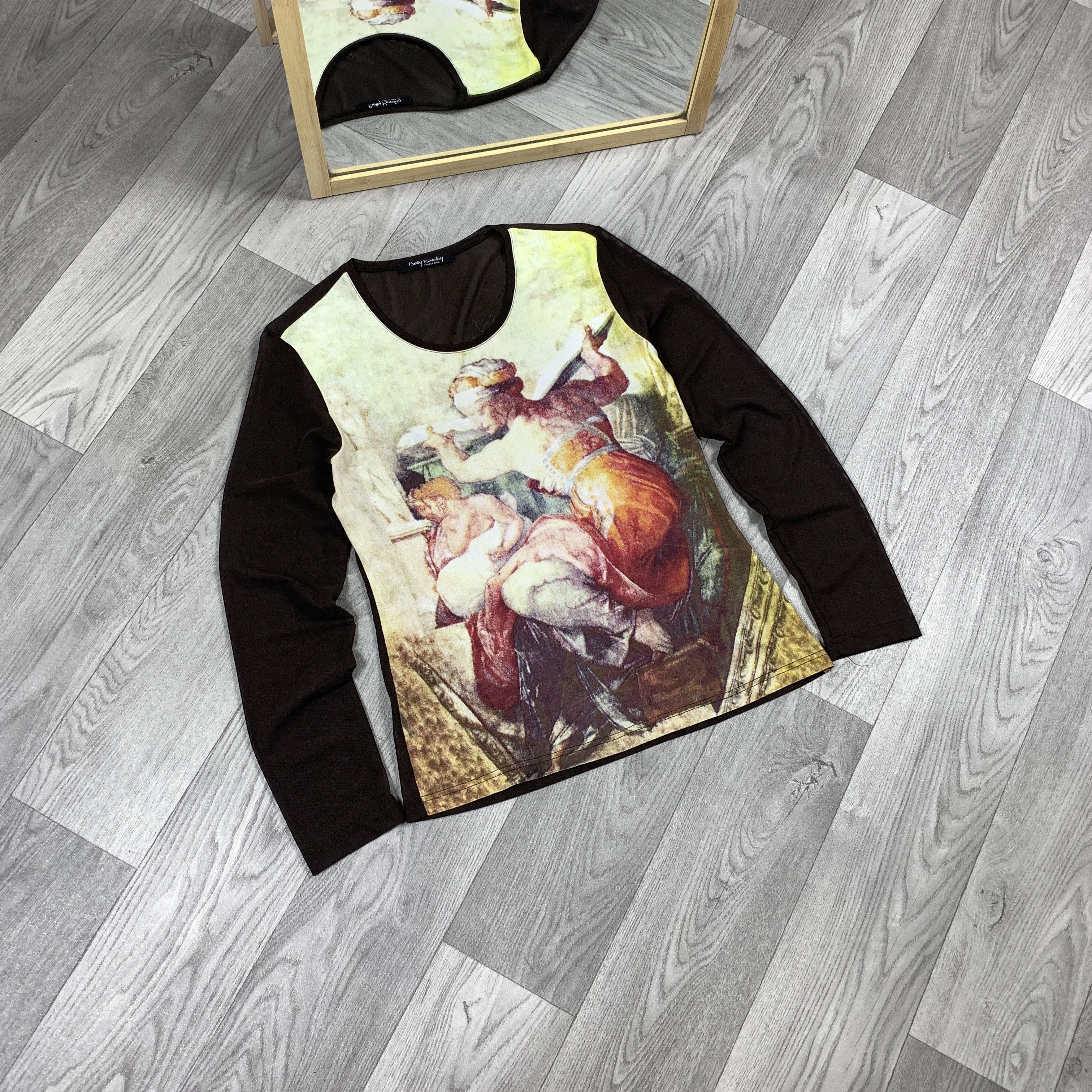 Vintage Vintage Betty Barclay 90s Mesh Brown Longsleeve Tee Shirt Size M / US 6-8 / IT 42-44 - 3 Thumbnail