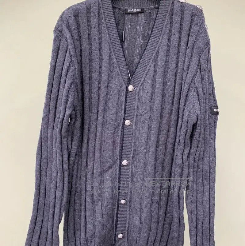 Balmain Balmain Gray Cotton Long Sleeve Pullover Sweater . Size M / US 6-8 / IT 42-44 - 1 Thumbnail