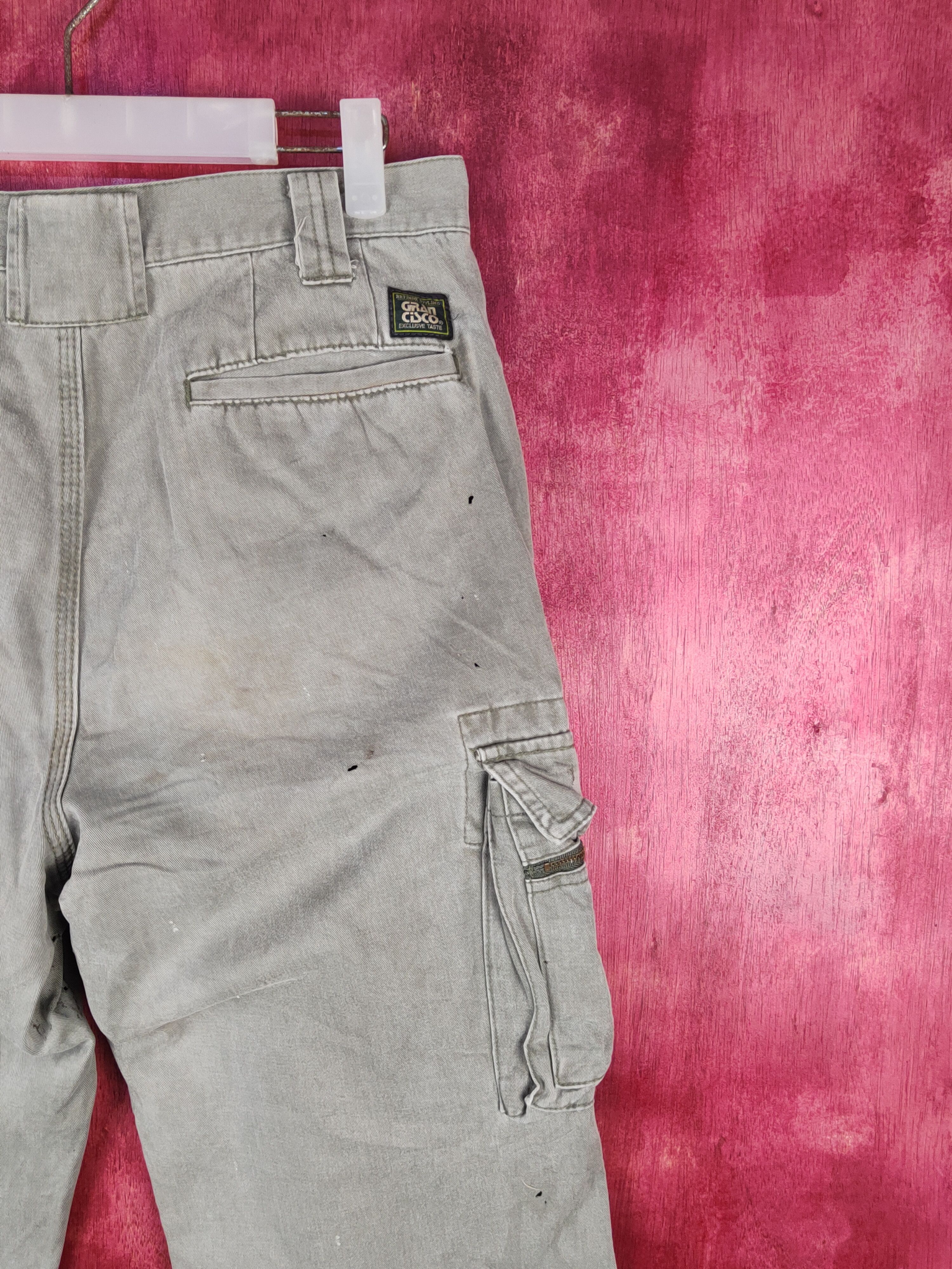 Grancisco Olive Faded ripped distressed Cargo Pants #S1868