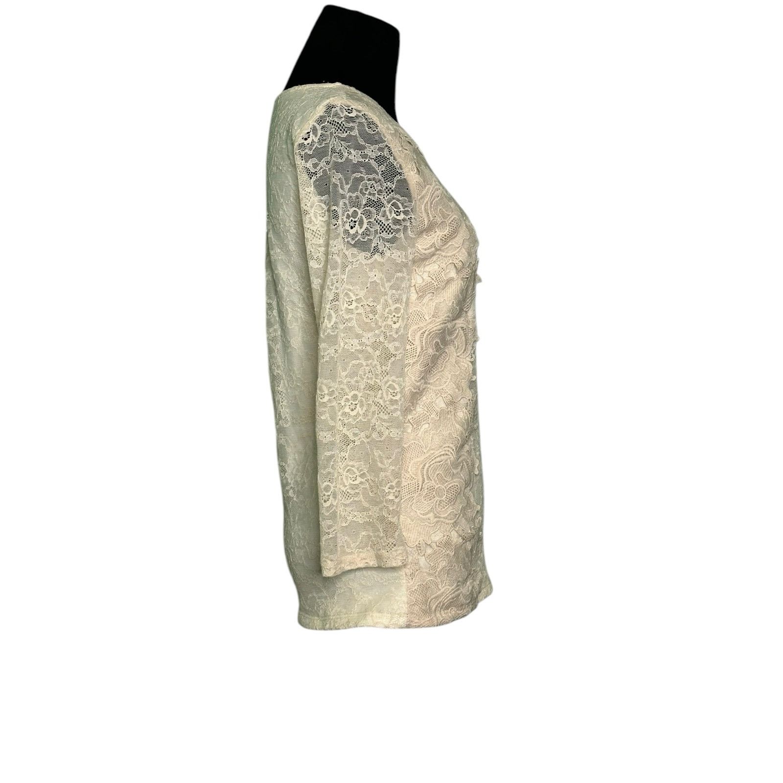 Anthropologie Sunday in Brooklyn cream lace 3/4 sleeves blouse size XS Size XS / US 0-2 / IT 36-38 - 9 Thumbnail