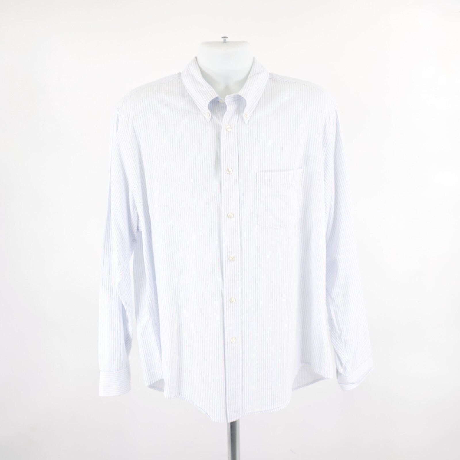 Brooks Brothers Brooks Brothers 346 White Blue Striped Slim Fit XL Button D Size US XL / EU 56 / 4 - 5 Thumbnail