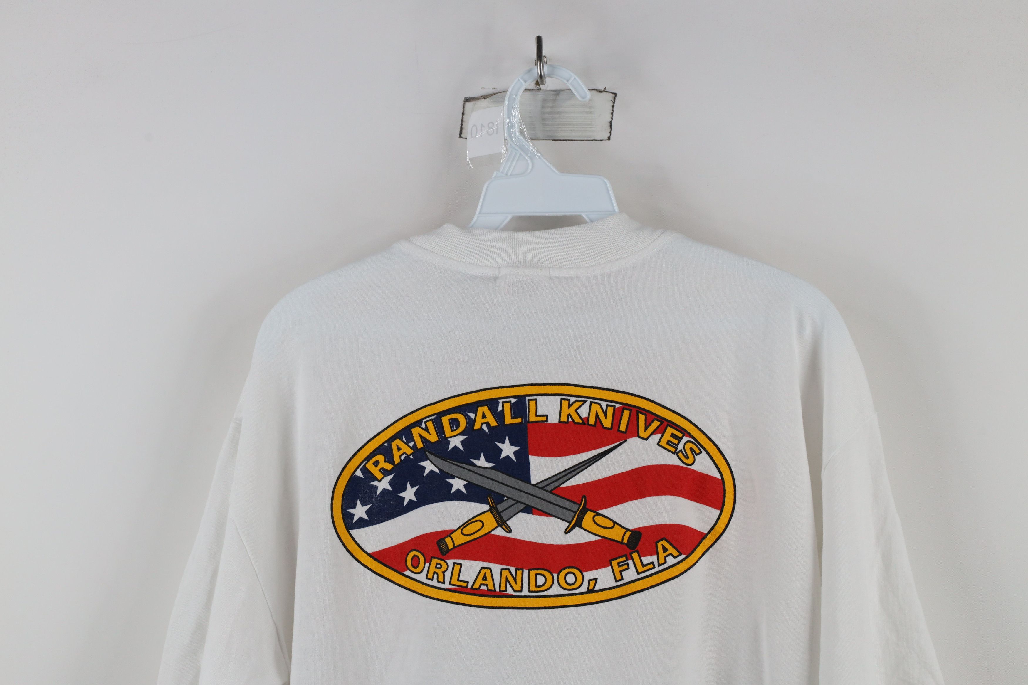Vintage Vintage 90s Randall Made Knives Pocket T-Shirt White USA Size US L / EU 52-54 / 3 - 11 Thumbnail