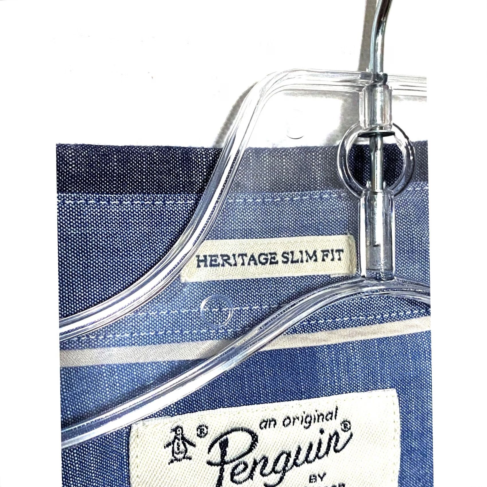 Vintage Penguin Heritage Slim Fit Button Shirt Mens 2XL Blue Gray Plaid Check Pocket Shirt Size US XXL / EU 58 / 5 - 7 Thumbnail
