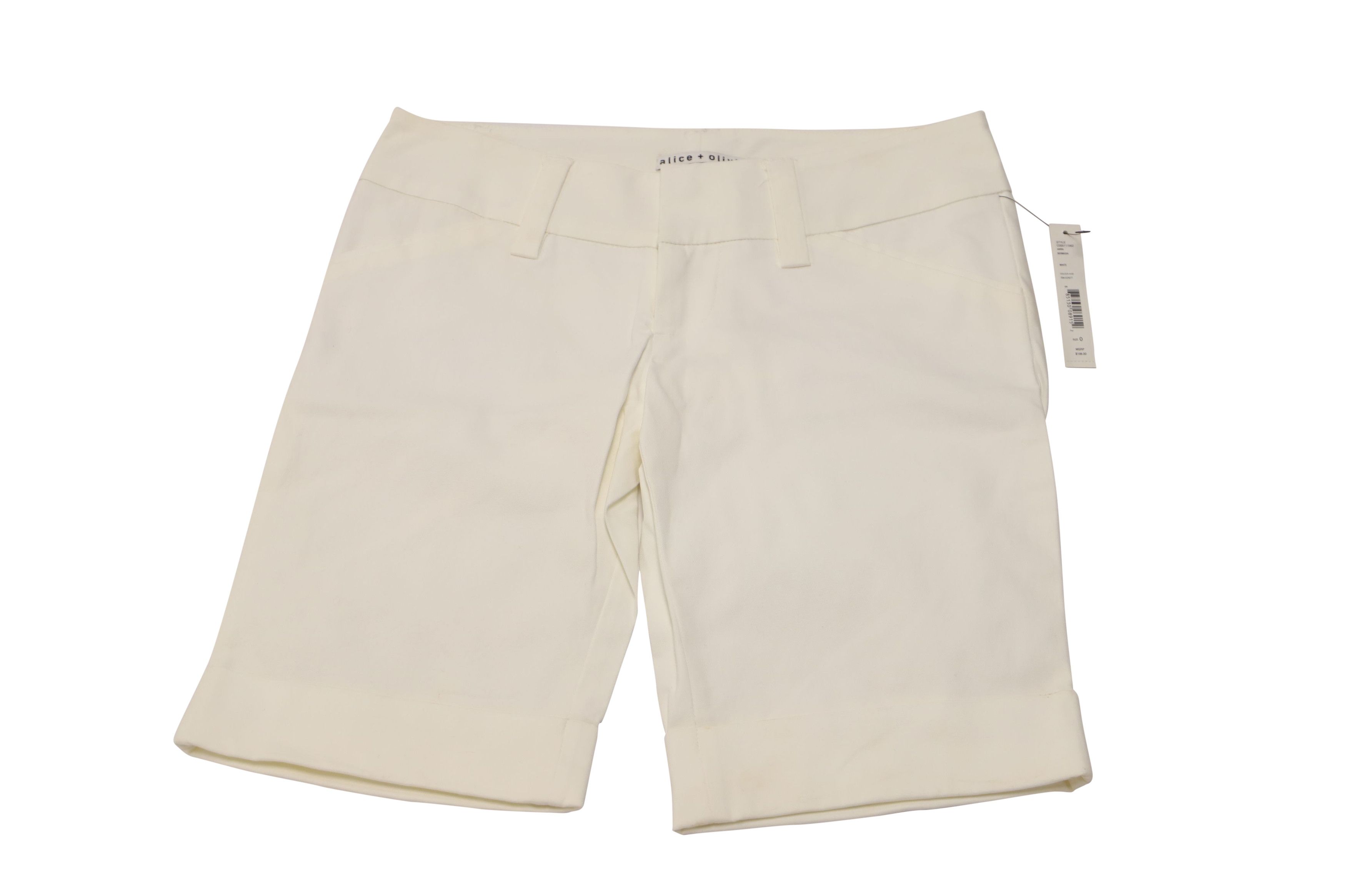 Alice + Olivia Alice + Olivia Cuffed Bermuda Shorts in White Cotton Size 25" / US 0 / IT 36 - 1 Thumbnail