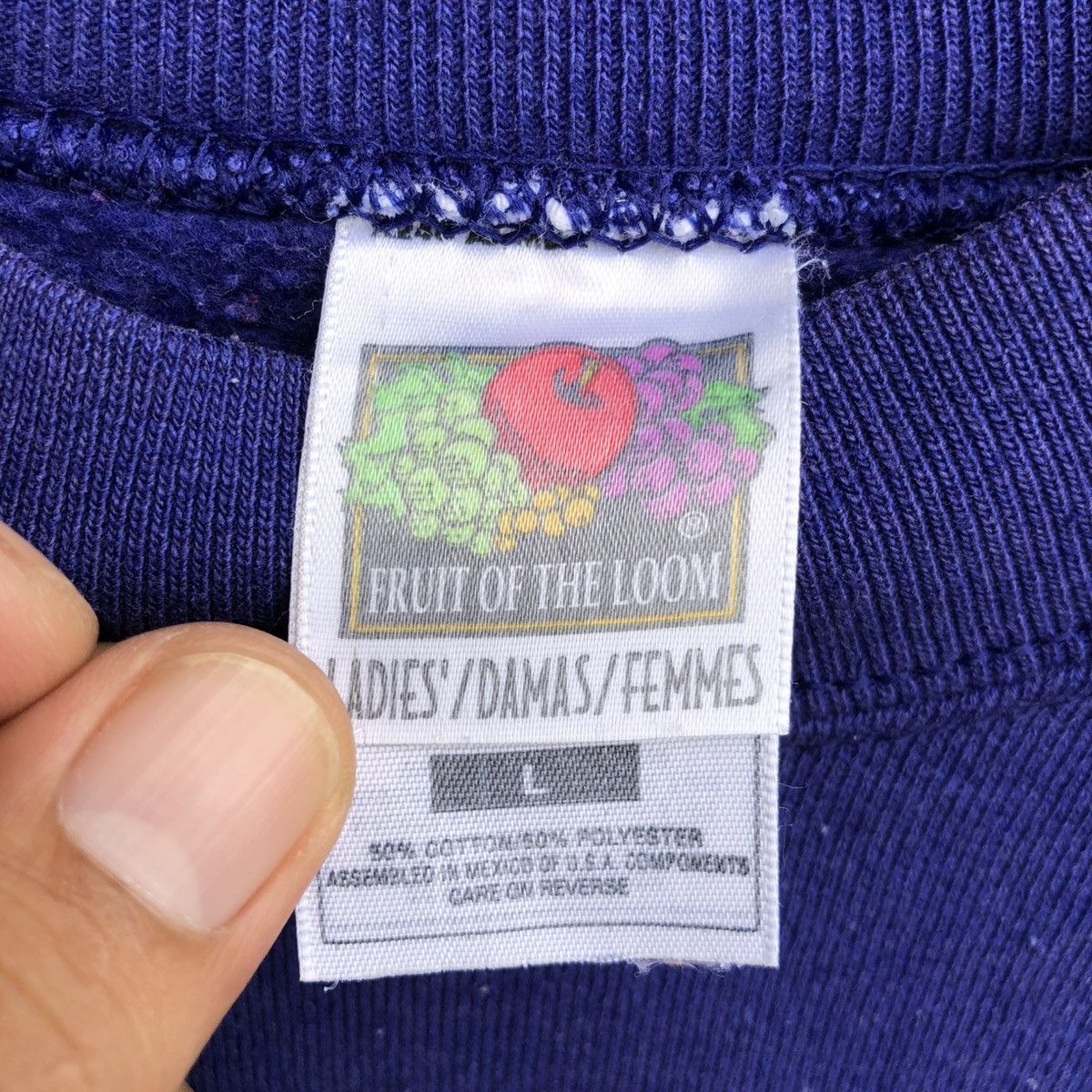 Fruit Of The Loom Vintage 90s Plain Sweatshirt Crewneck Pullover Size L / US 10 / IT 46 - 7 Thumbnail