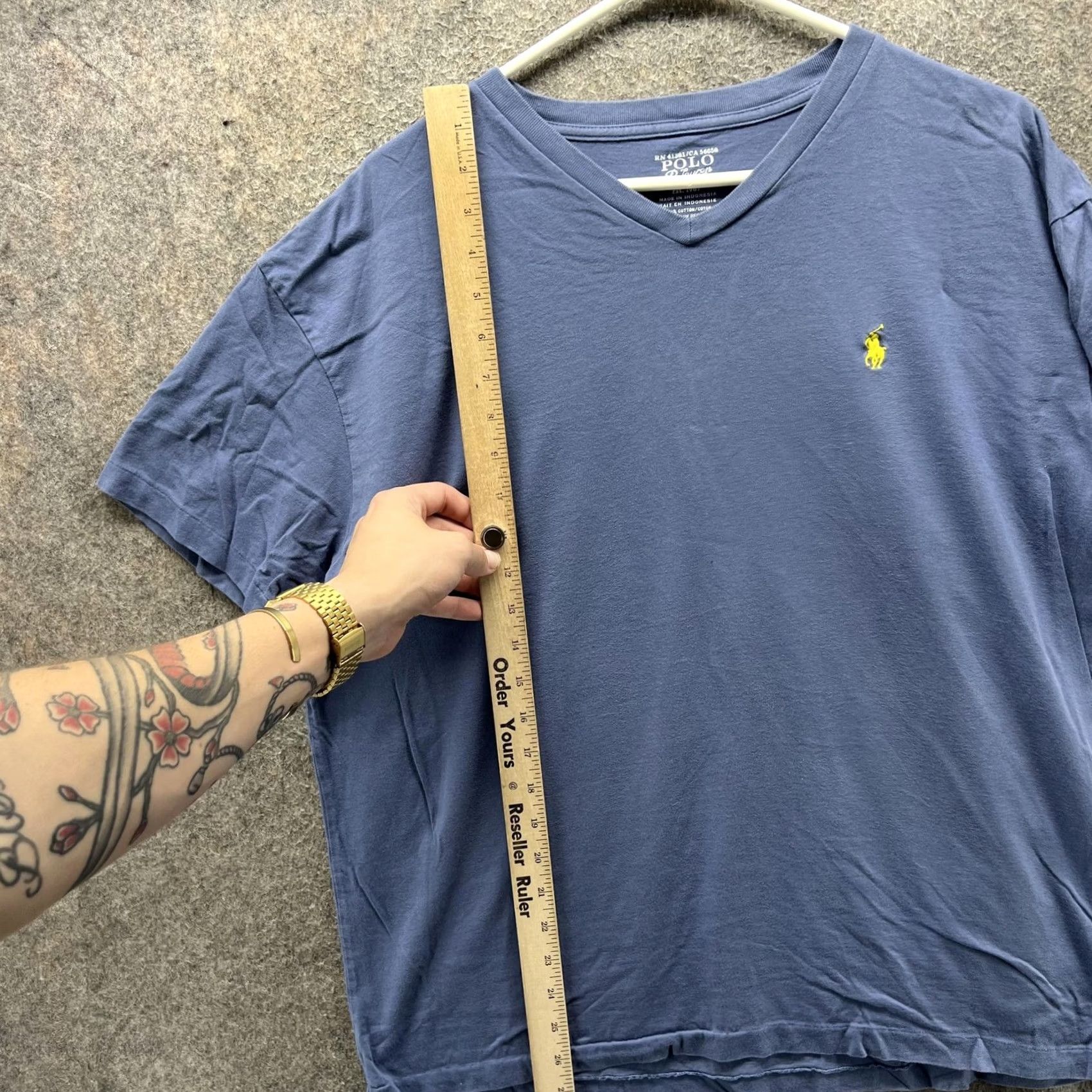Polo Ralph Lauren Polo Ralph Lauren Shirt Mens Medium Blue V-Neck Yellow Pony Logo Cotton Casual Shirts T-Shirt Short Sleeve Size US M / EU 48-50 / 2 - 5 Thumbnail