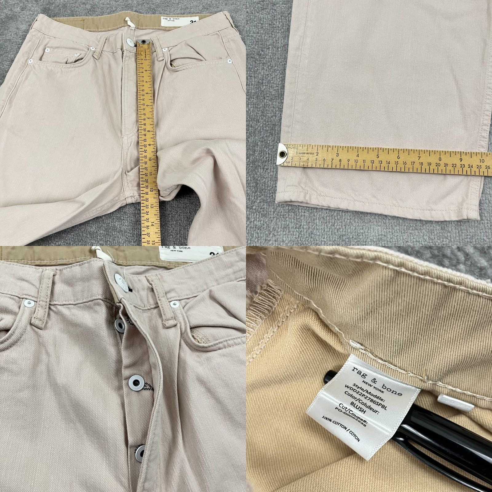 Rag & Bone Rag & bone Logan Mid Rise Wide Leg Jeans Size 31 Pink Blush Wide-Leg Womens Jeans 34 x 32 Rectangles? Size 24" / US 00 / IT 34 - 8 Thumbnail
