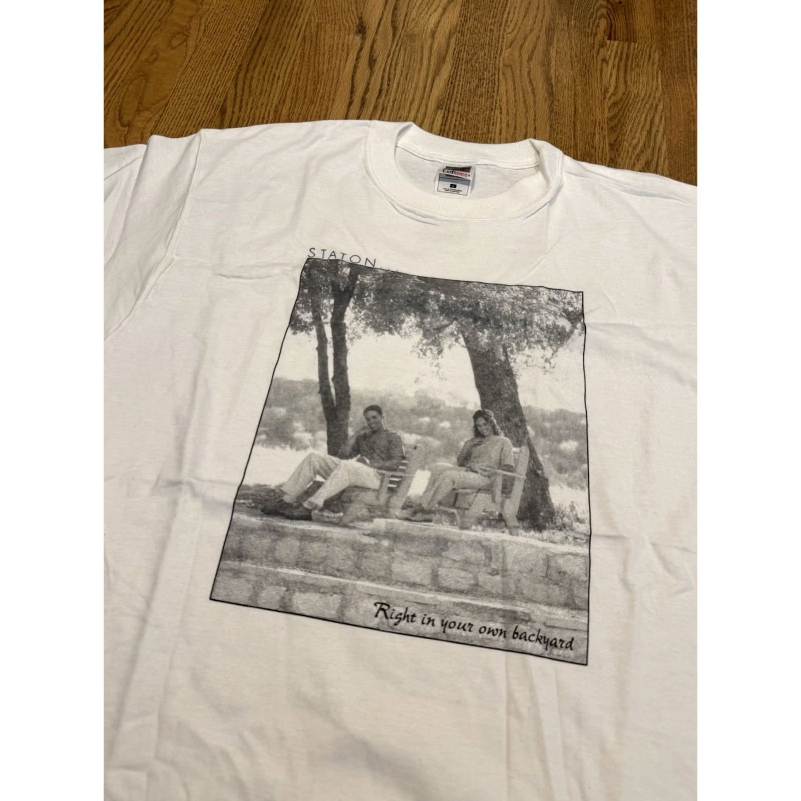 Fruit Of The Loom VINTAGE Fruit of the Loom T-Shirt Shirt 90s NYC White L Men Short Sleeve Crew Neck Staton Back Yard Size US L / EU 52-54 / 3 - 2 Thumbnail