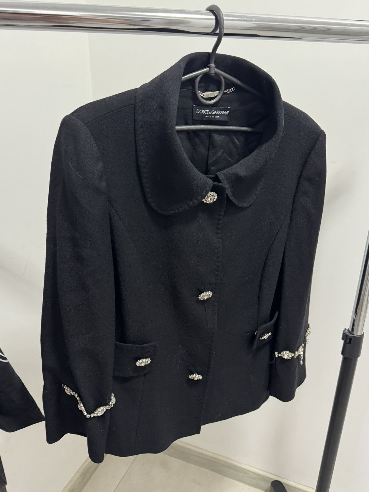 Dolce & Gabbana Dolce Gabbana Wool Embellished Cropped Jacket Crystal Button Size L / US 10 / IT 46 - 3 Thumbnail