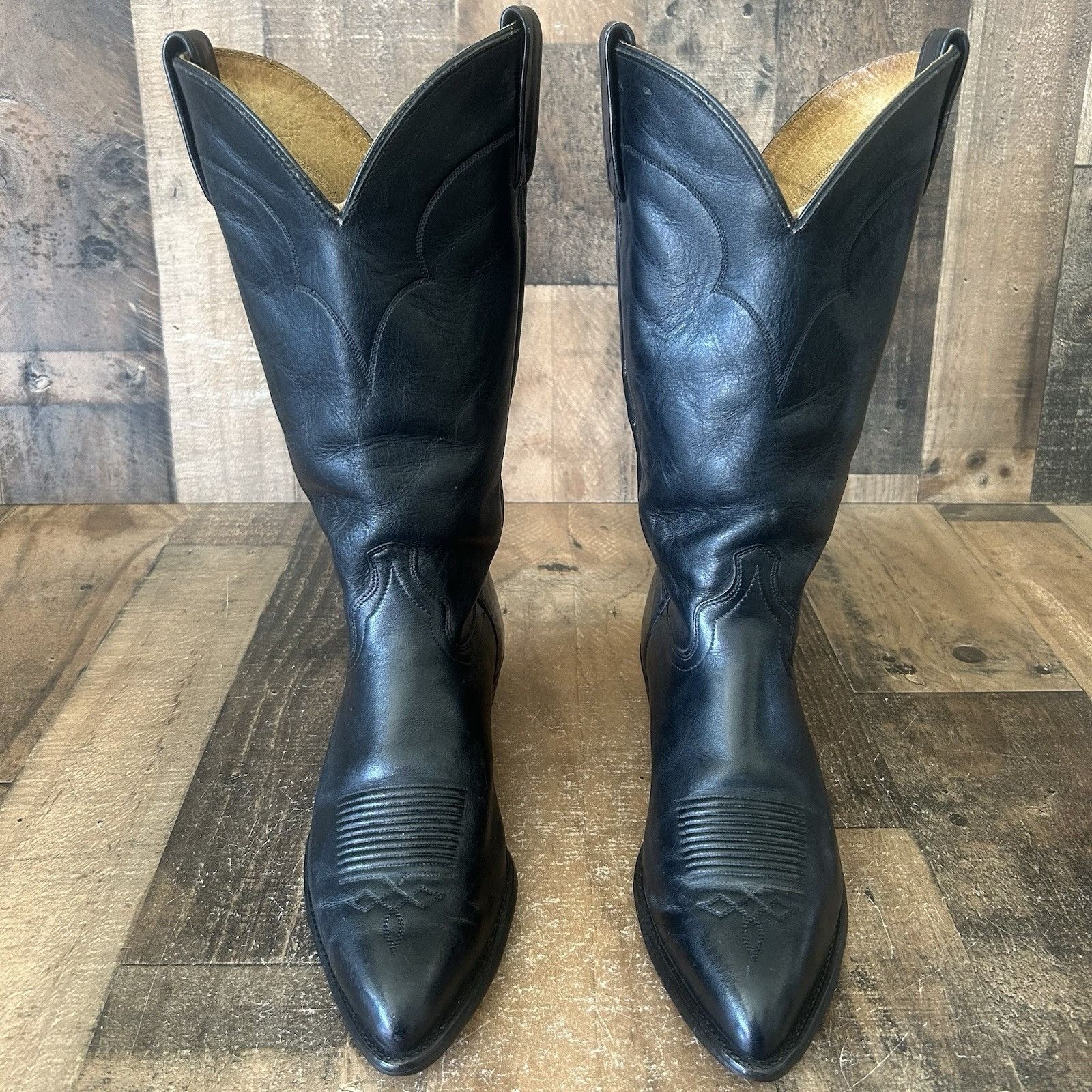 Vintage J Chisholm Vintage Classic Black Cowboy Boots Mens 8.5 D Size US 8.5 / EU 41-42 - 1 Thumbnail