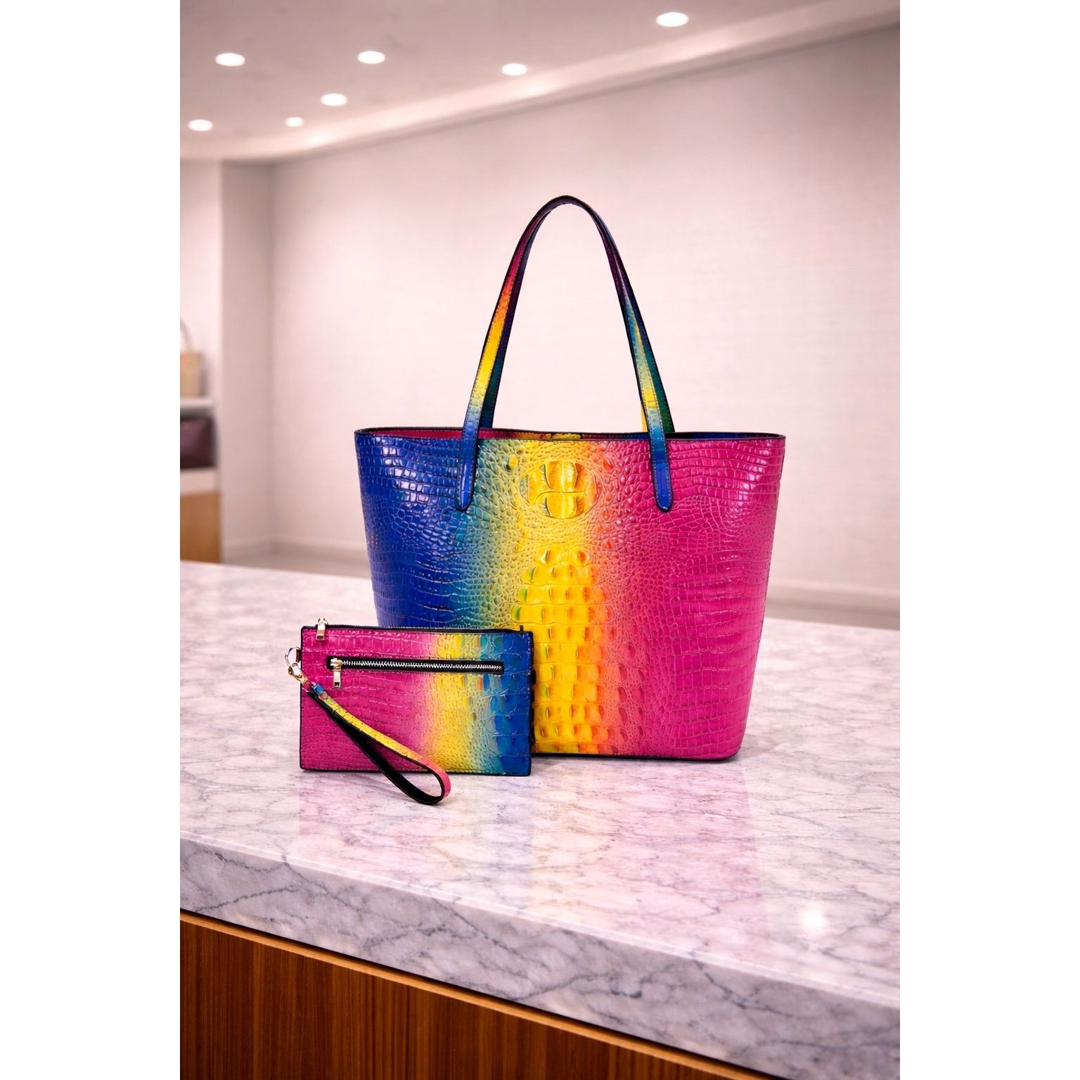 Other Colorblock Gradient Large Shoulder Handbag w/clutch Rose Size ONE SIZE - 1 Thumbnail