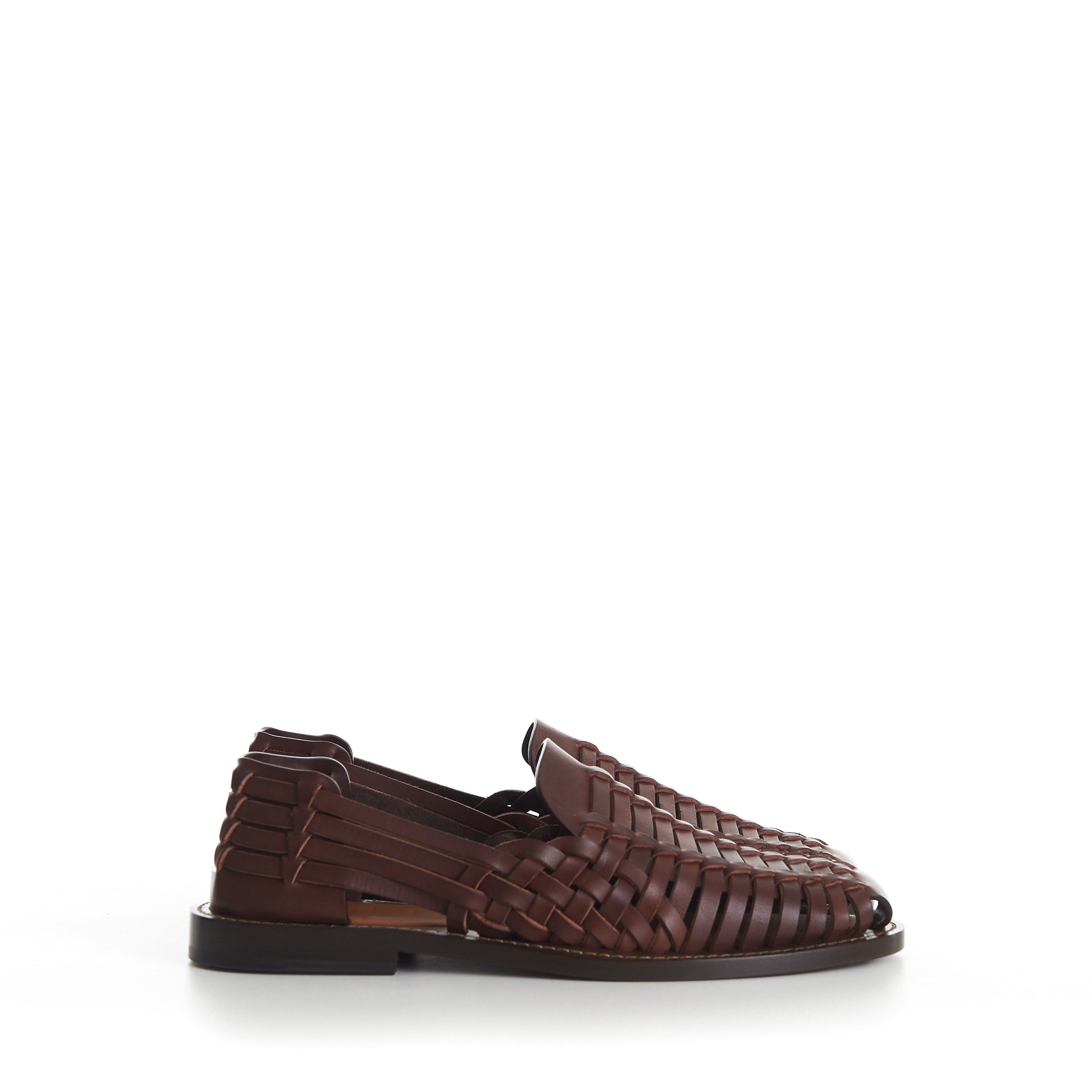 Brunello Cucinelli Brown Woven Sandals Loafers - Calfskin Leather Size US 10.5 / EU 43-44 - 2 Thumbnail