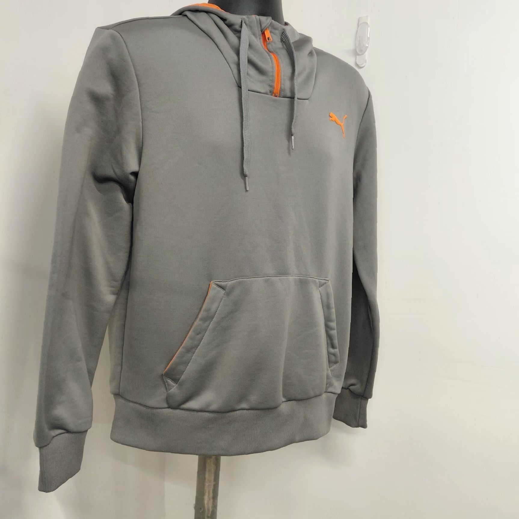 Puma Puma Hoodie Men's M Gray/Orange Trim 1/4 Zip Long Sleeve Pullover Nice Size US M / EU 48-50 / 2 - 2 Thumbnail