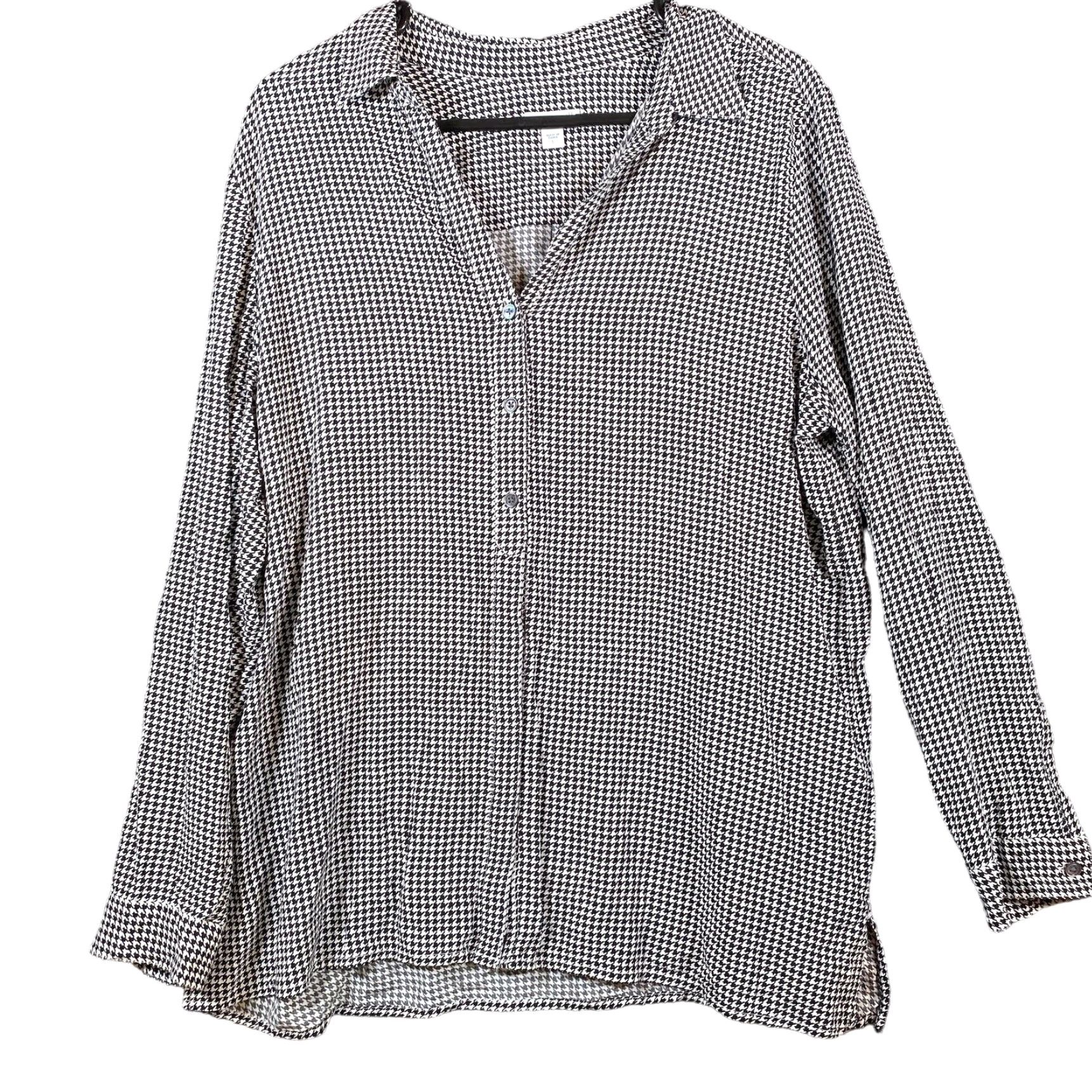 J. Jill J.Jill Blouse Black White Houndstooth Collared Button Down Long Sleeve L Women’s Shirt Sleeve Classic/Fitted Casual Workwear Mens? Size L / US 10 / IT 46 - 2 Thumbnail