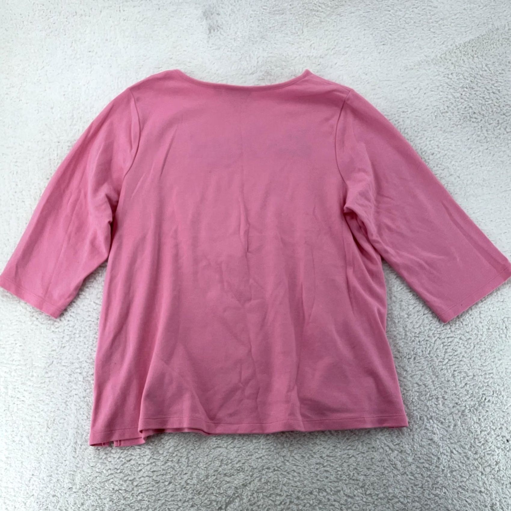 Quacker Factory Quacker Factory T Shirt Pink Be Kind Rhinestone Floral 3/4 Sleeve Womens 1X Regular Fit_TOPS Size XL / US 12-14 / IT 48-50 - 3 Thumbnail
