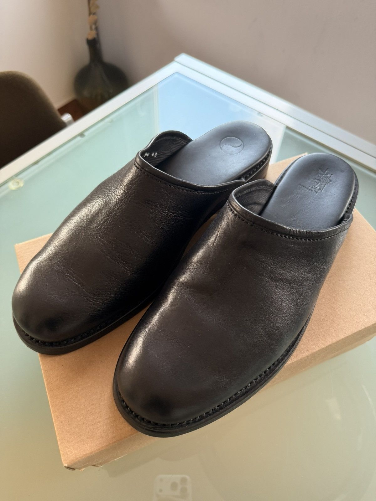 Our Legacy × Stussy Workshop Work Mules Black Leather EU 45 | Grailed