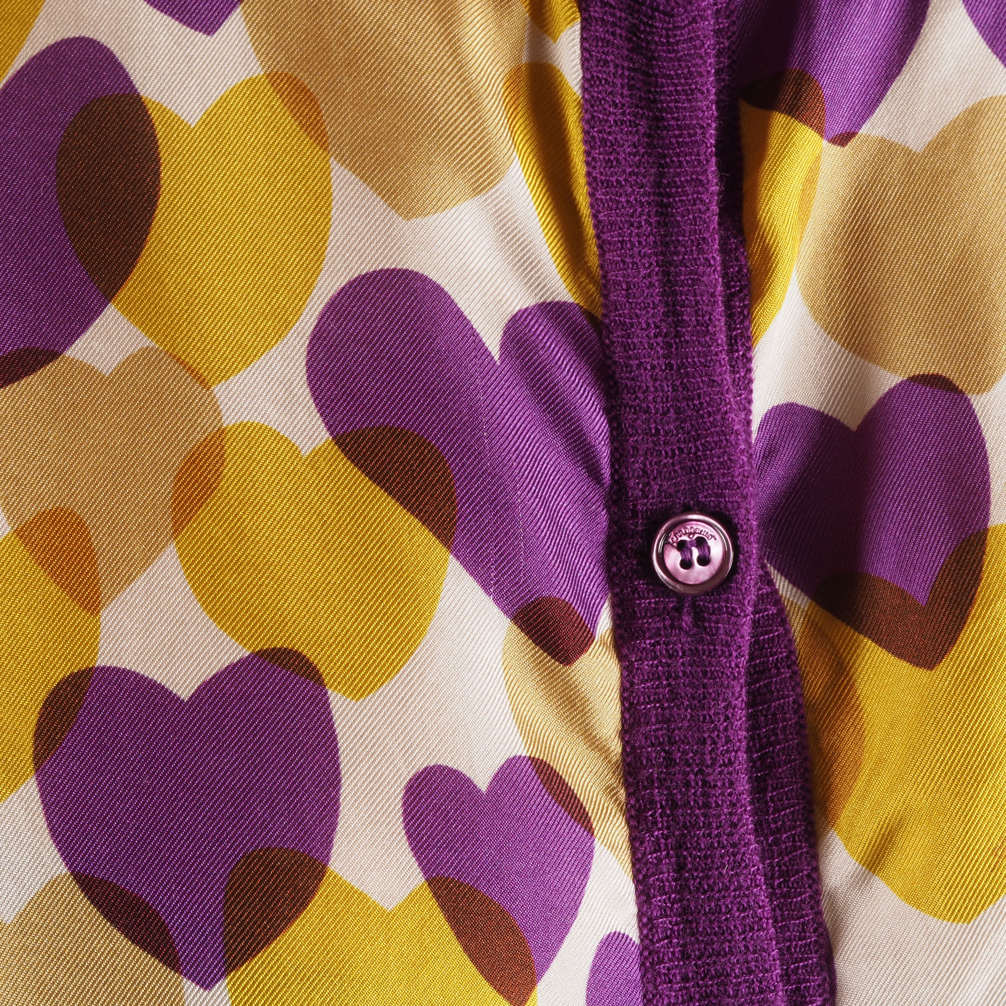 Salvatore Ferragamo Salvatore Ferragamo Vintage Cardigan Heart Print Purple Size S / US 4 / IT 40 - 4 Thumbnail
