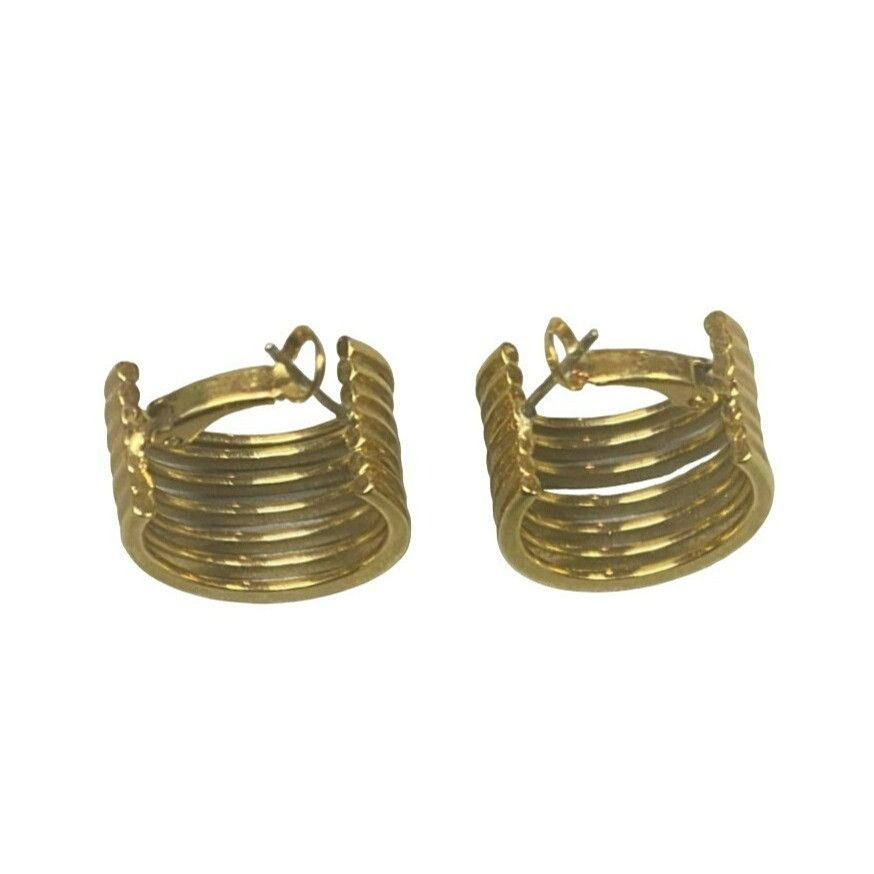 Other Gold tone Chic Vintage Spiral Hoop Pierced Earrings Size ONE SIZE - 2 Thumbnail