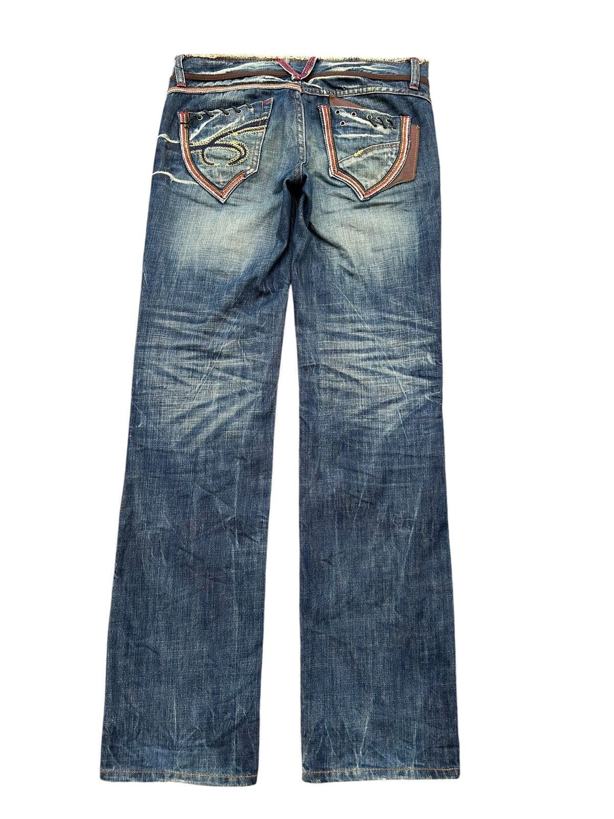 If Six Was Nine × KMRii × Le Grande Bleu (L.G.B.) ☠️ Red Papper Japanese Punk Rusty Faded Denim Jeans Lowrise Size US 30 / EU 46 - 12 Thumbnail