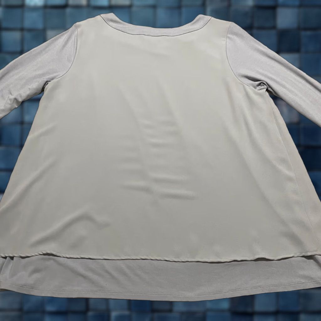 J. Jill VINTAGE J. Jill Shirt Womens 1X Plus Gray Long Sleeve Round Neck Pullover Wearever Blouse Ladies 1X Gray Rayon Spandex Casual Knit Size XL / US 12-14 / IT 48-50 - 1 Thumbnail