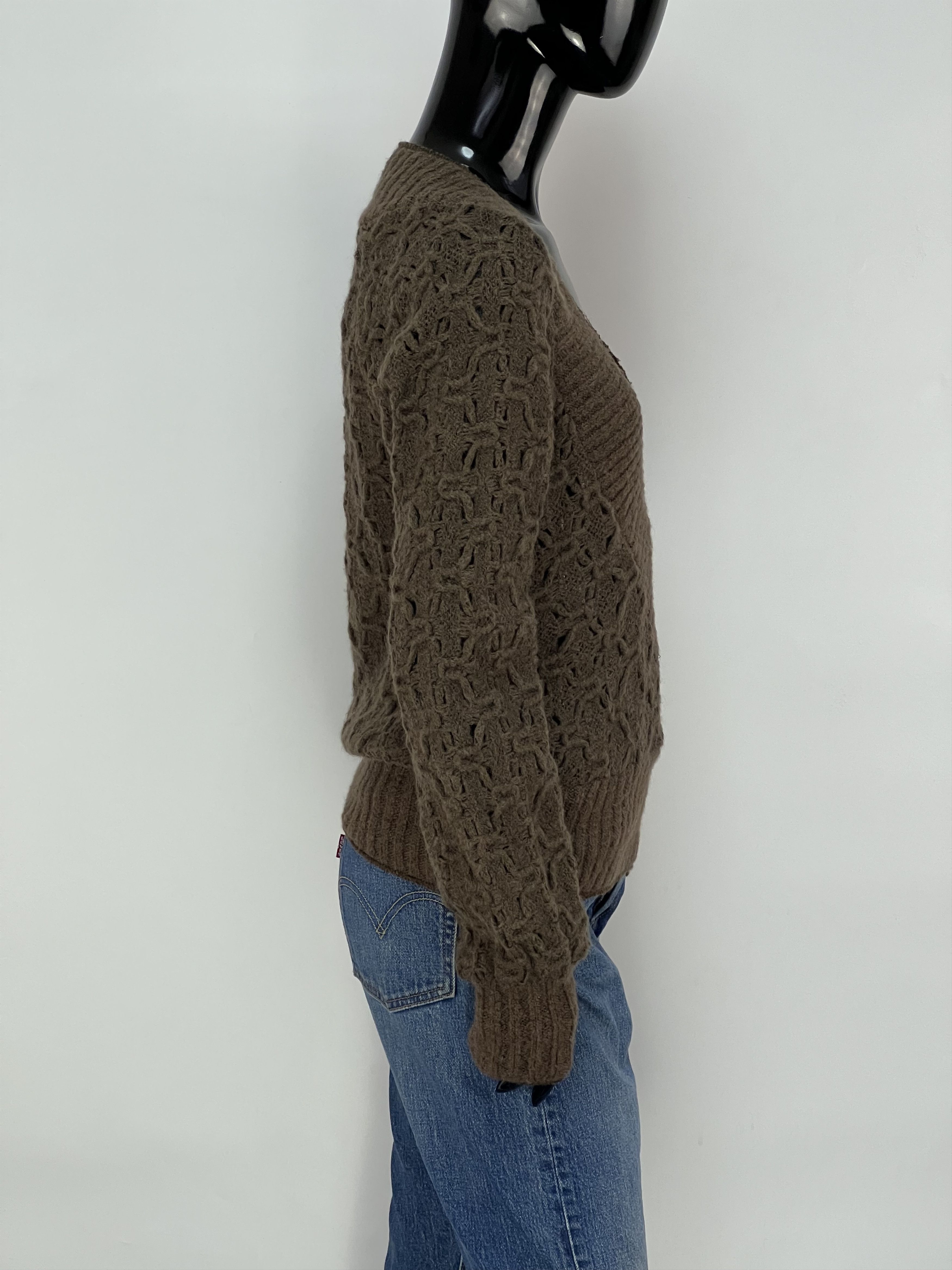 Miss Sixty Miss Sixty Vintage Womens Brown Knitted V-Neck Wool Sweater Size XS / US 0-2 / IT 36-38 - 3 Thumbnail