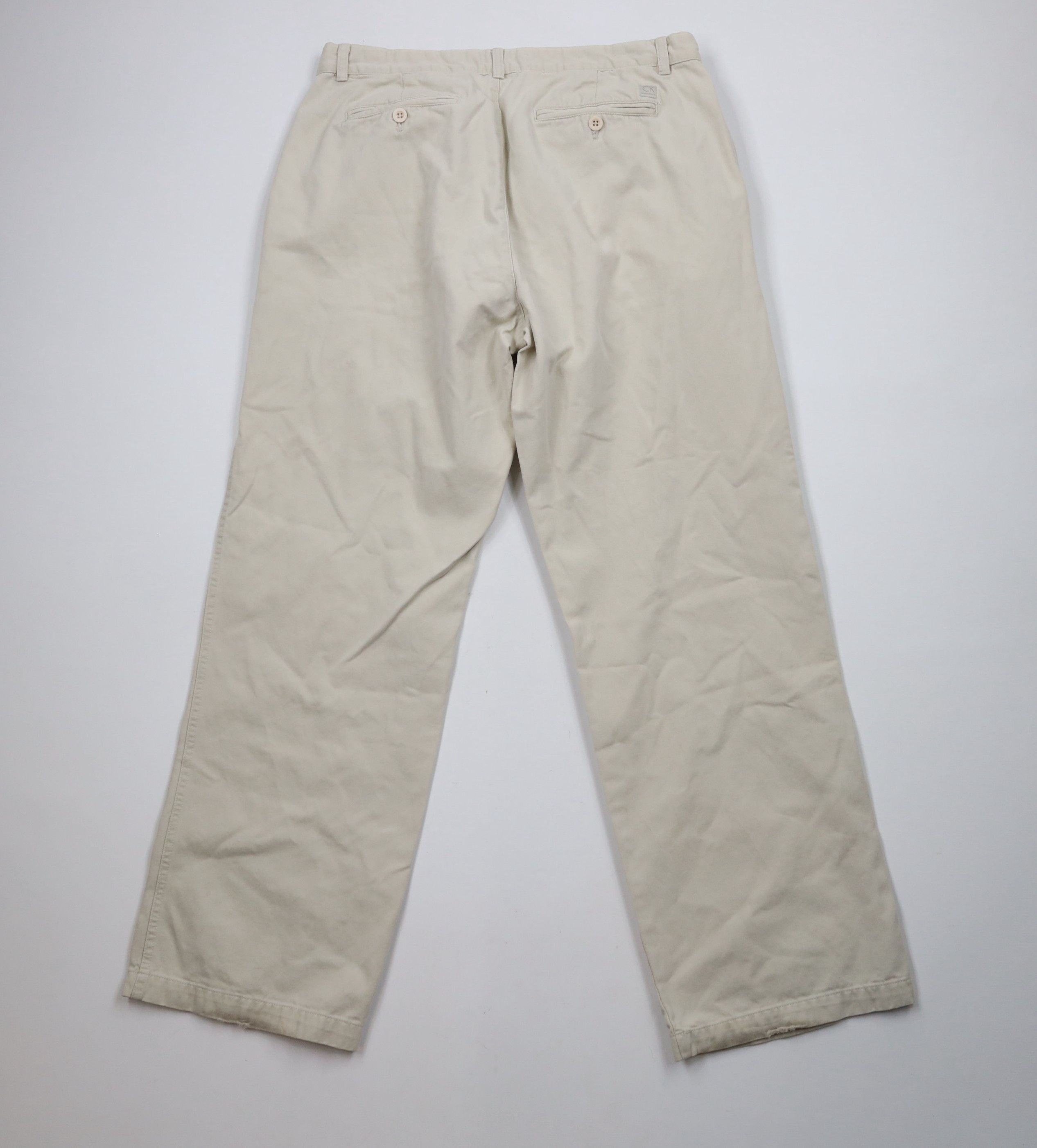 Calvin Klein × Vintage Vintage 90s Calvin Klein Spell Out Wide Leg Pants Beige Size US 34 / EU 50 - 10 Thumbnail