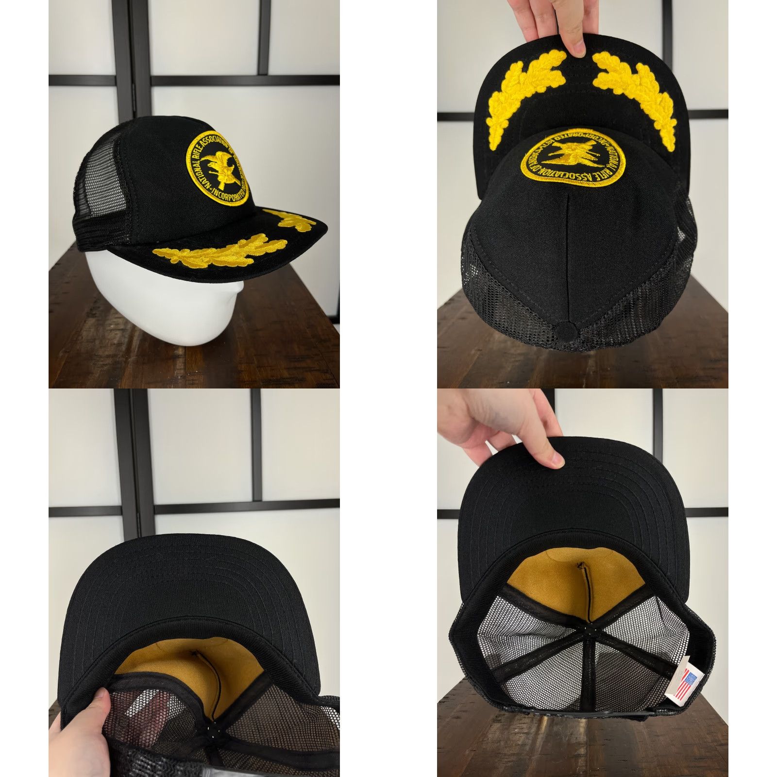 Disney VINTAGE National Rifle Association 1871 Hat Cap Snap Back Adult Black Scrambled Eggs Disney World USA 80s Micky Mouse Trucker Hat Mens Size ONE SIZE - 8 Thumbnail