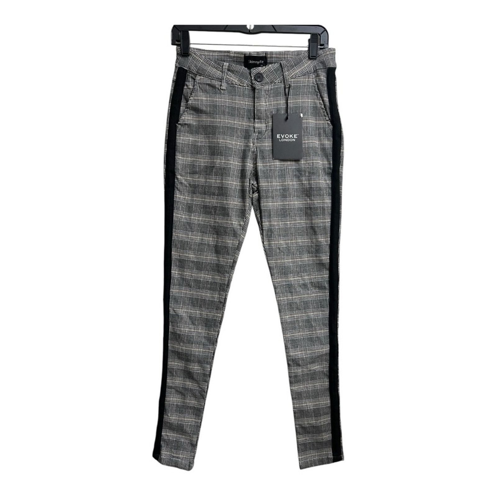 Vintage Evoke London Gray Black Ankle Pant Plaid Pattern Slim Fit 30 Size 30" / US 8 / IT 44 - 1 Thumbnail