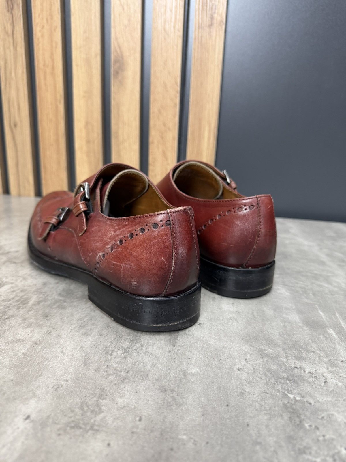 Antonio Maurizi Antonio Maurizi Double Monk Strap Leather Shoes Burgundy Size US 9 / EU 42 - 9 Thumbnail