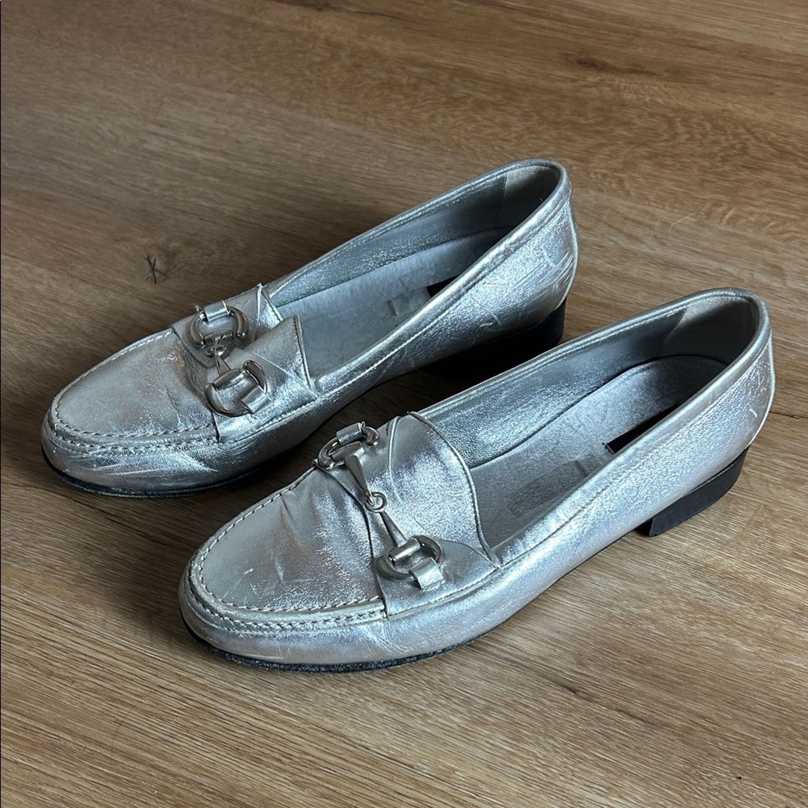 DAKS Daks London Silver Horsebit Metallic Loafers Size US 9 / IT 39 - 1 Thumbnail