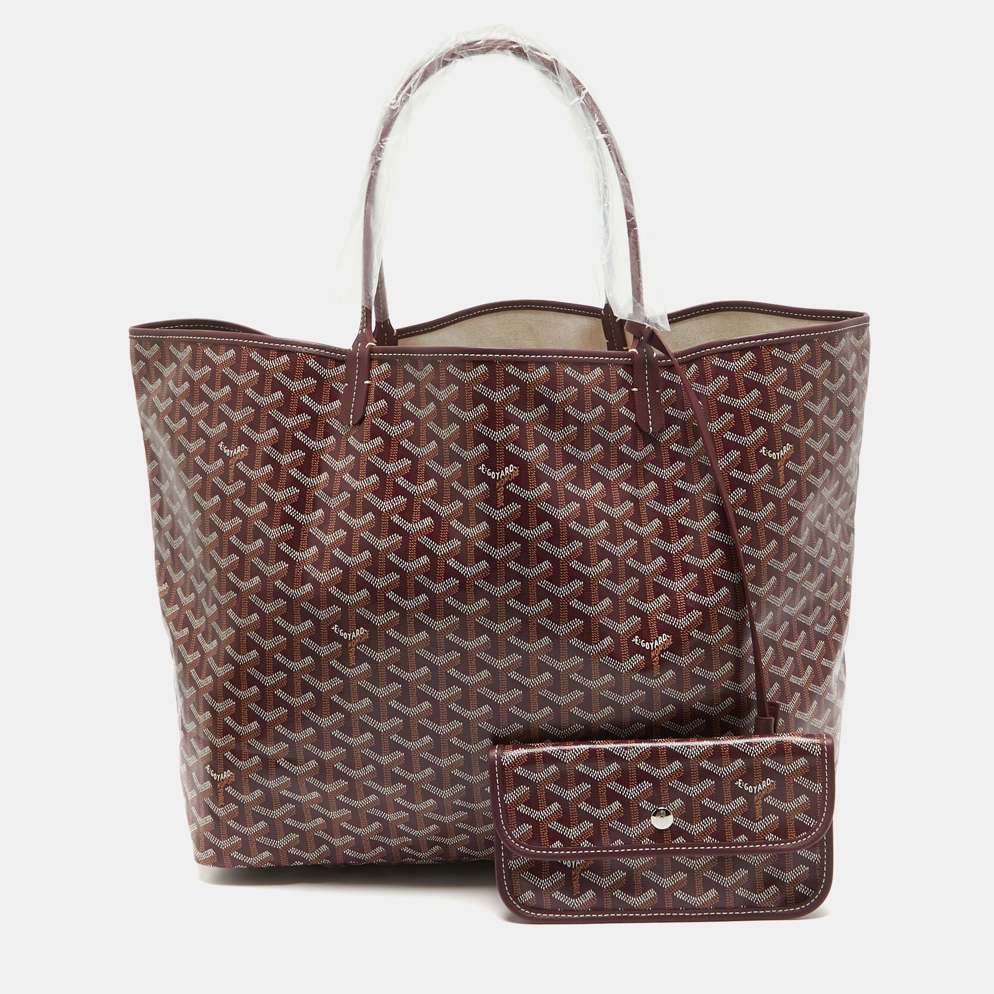 image of Goyard Burgundy Ine Coated Canvas And Leather Saint Louis Gm Tote in Red, Women's