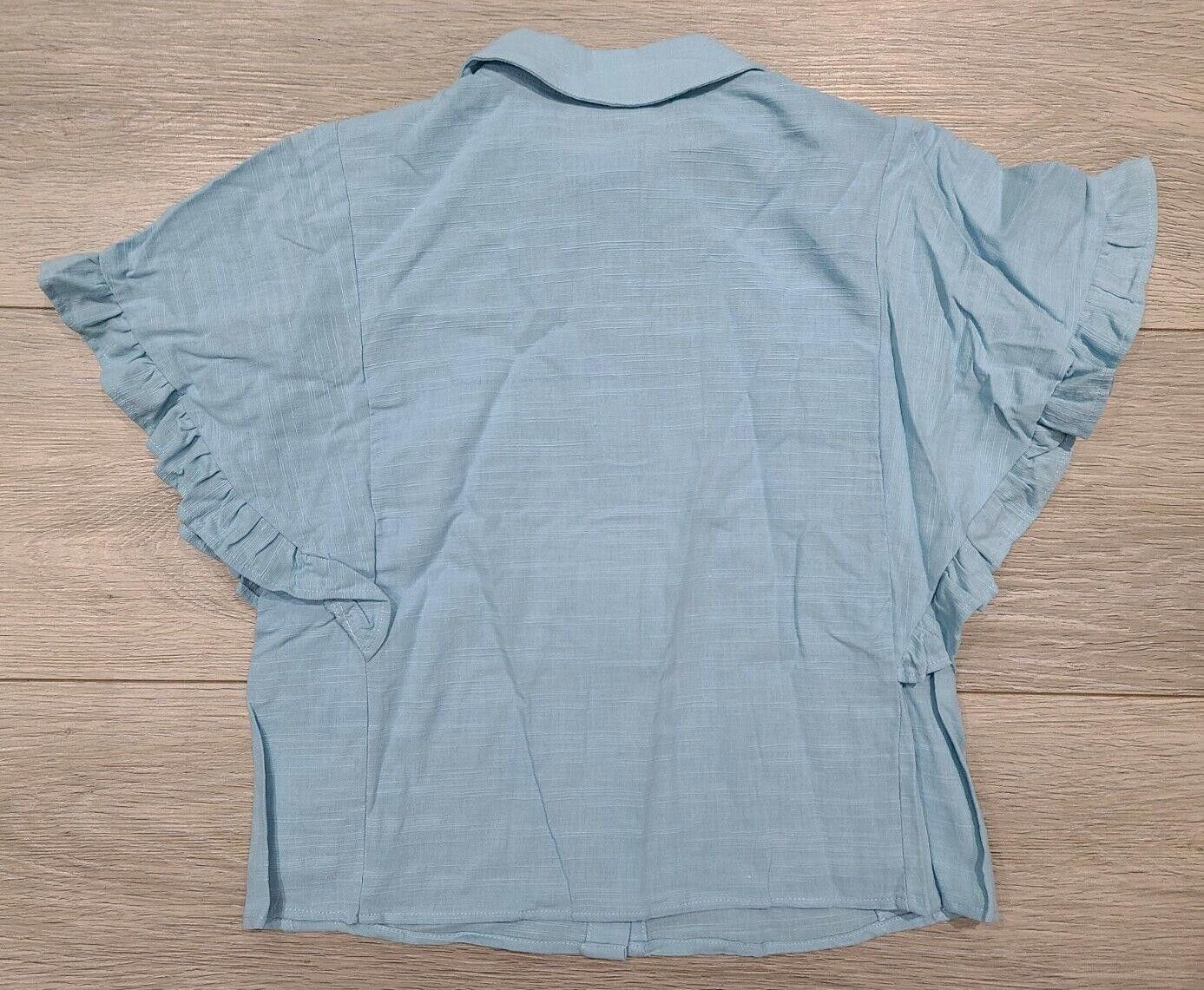 Designer Universal Thread Top Extra Small Blue Chambray Cap Sleeves Size XS / US 0-2 / IT 36-38 - 2 Thumbnail