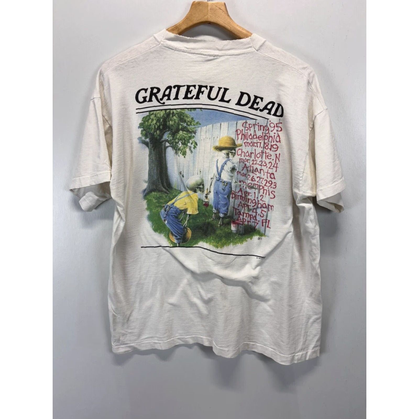 Fruit Of The Loom Vintage Grateful Dead 1995 T-Shirt Unisex XL White 90s Band Shirt Cotton Size US L / EU 52-54 / 3 - 3 Thumbnail