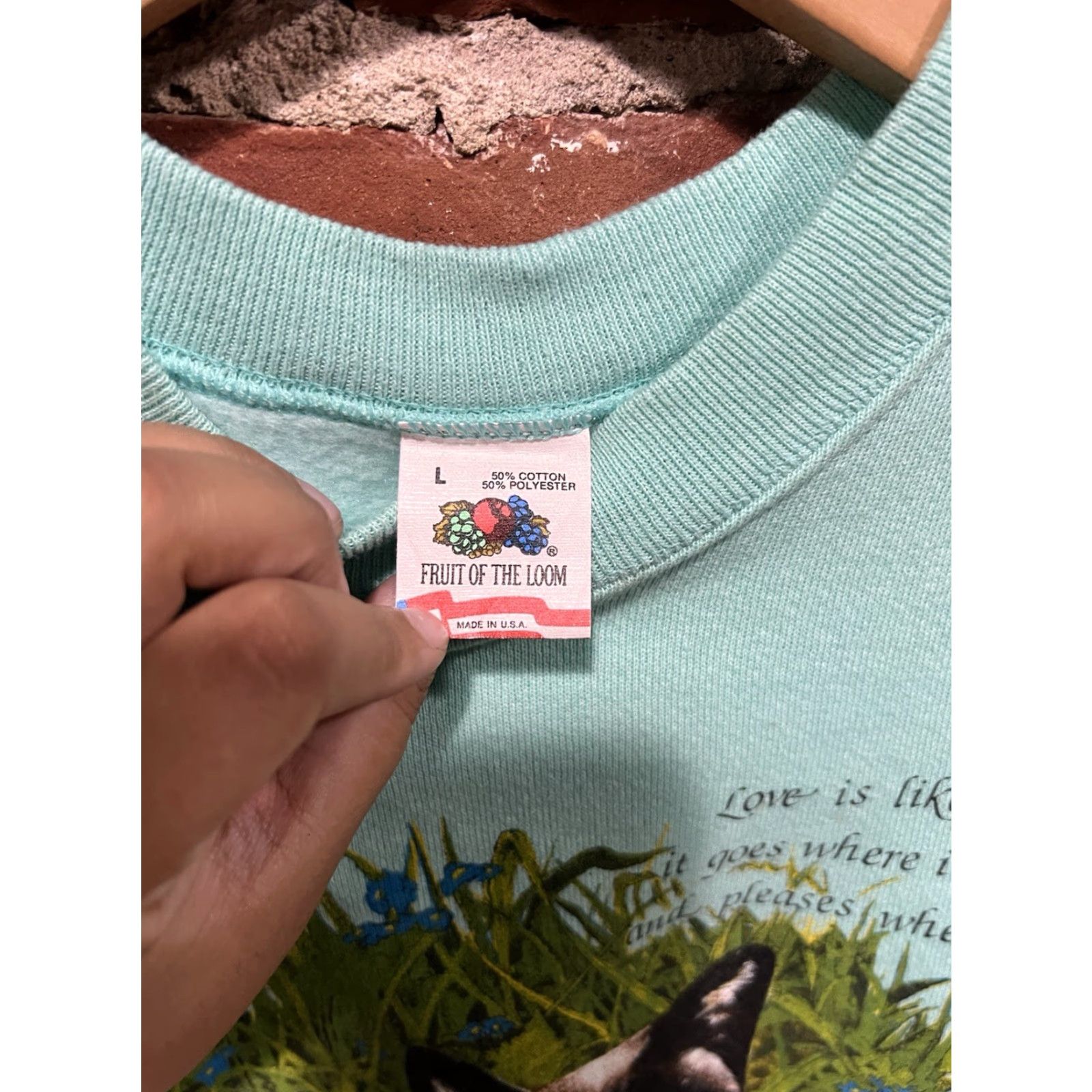 Vintage VINTAGE Cat Sweatshirt Large Blue Men's L Crew Neck Pullover Cat Theme 90s Stains Size US L / EU 52-54 / 3 - 4 Thumbnail