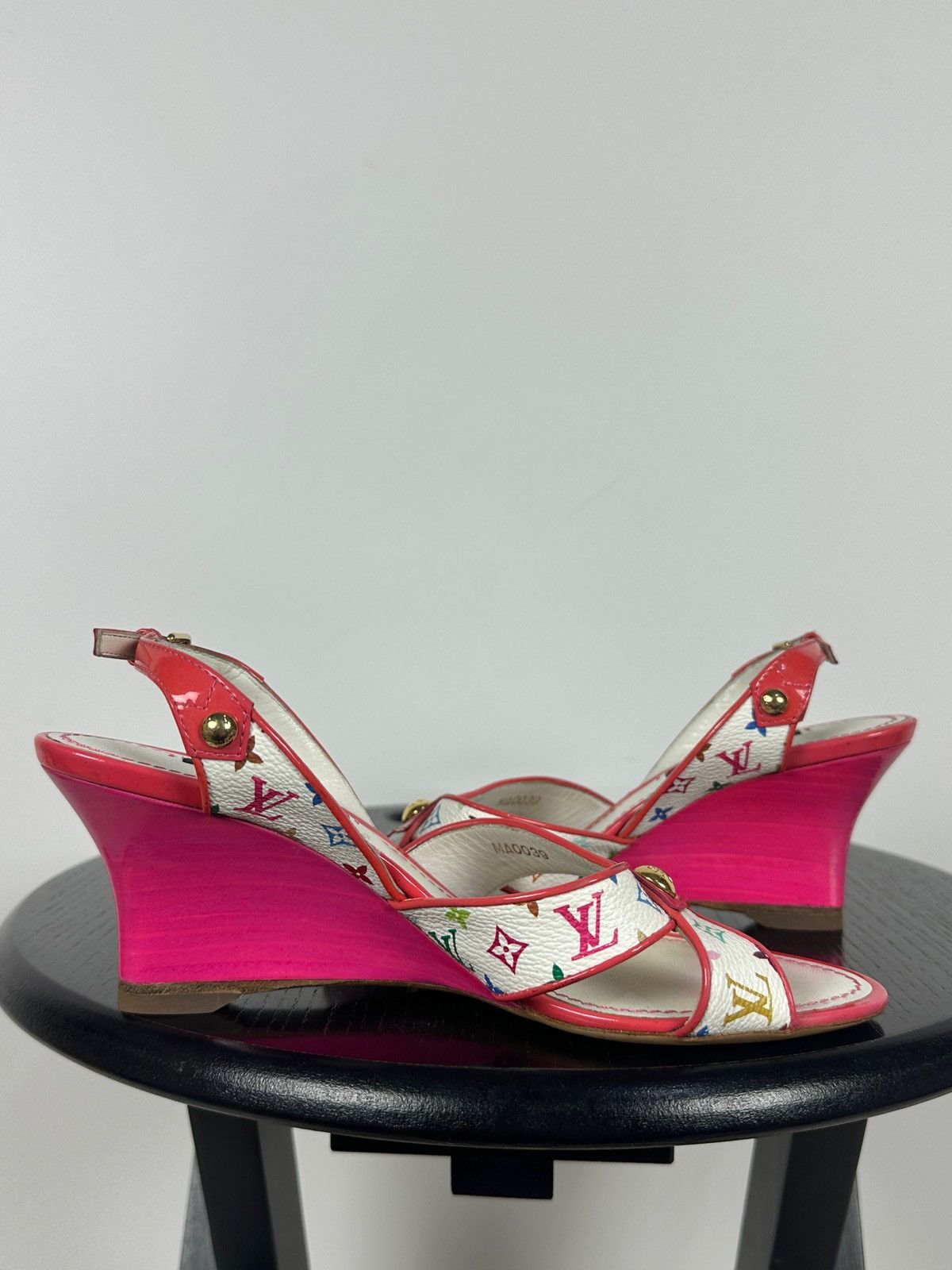 Louis Vuitton × Takashi Murakami 2009 Vintage Louis Vuitton x Takashi Murakami Wedge Sandal Size US 4.5 / IT 34.5 - 5 Thumbnail