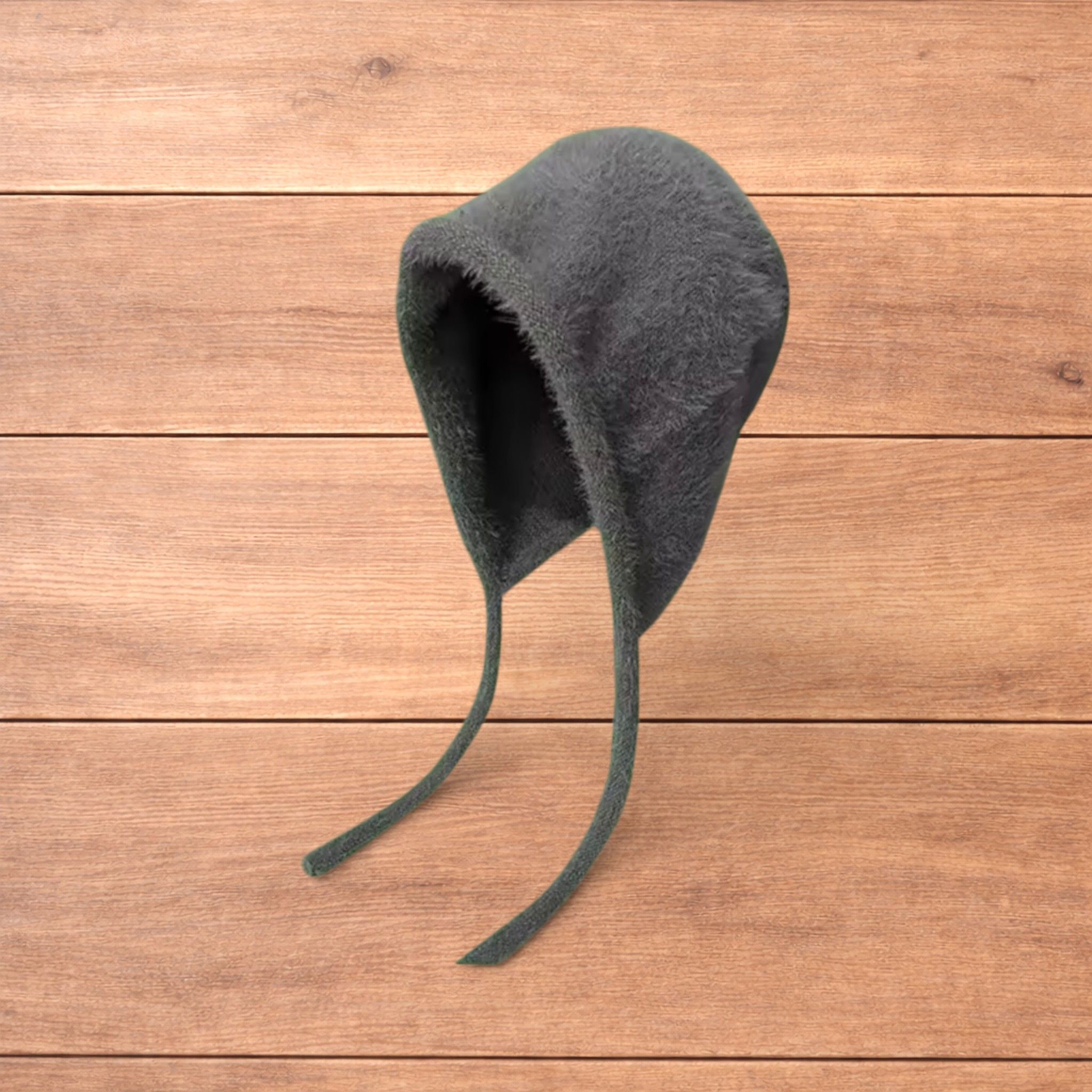 Japanese Brand Y2k Japanese knitted beanie bonnet ear flap hat in mid grey. Size ONE SIZE - 1 Thumbnail