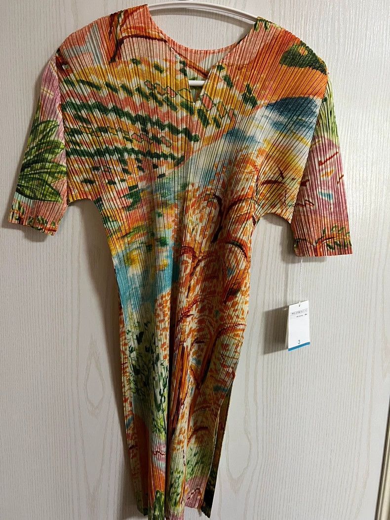 Issey Miyake Issey Miyake size:3 Orange pleated short-sleeved shirt Size S / US 4 / IT 40 - 1 Thumbnail