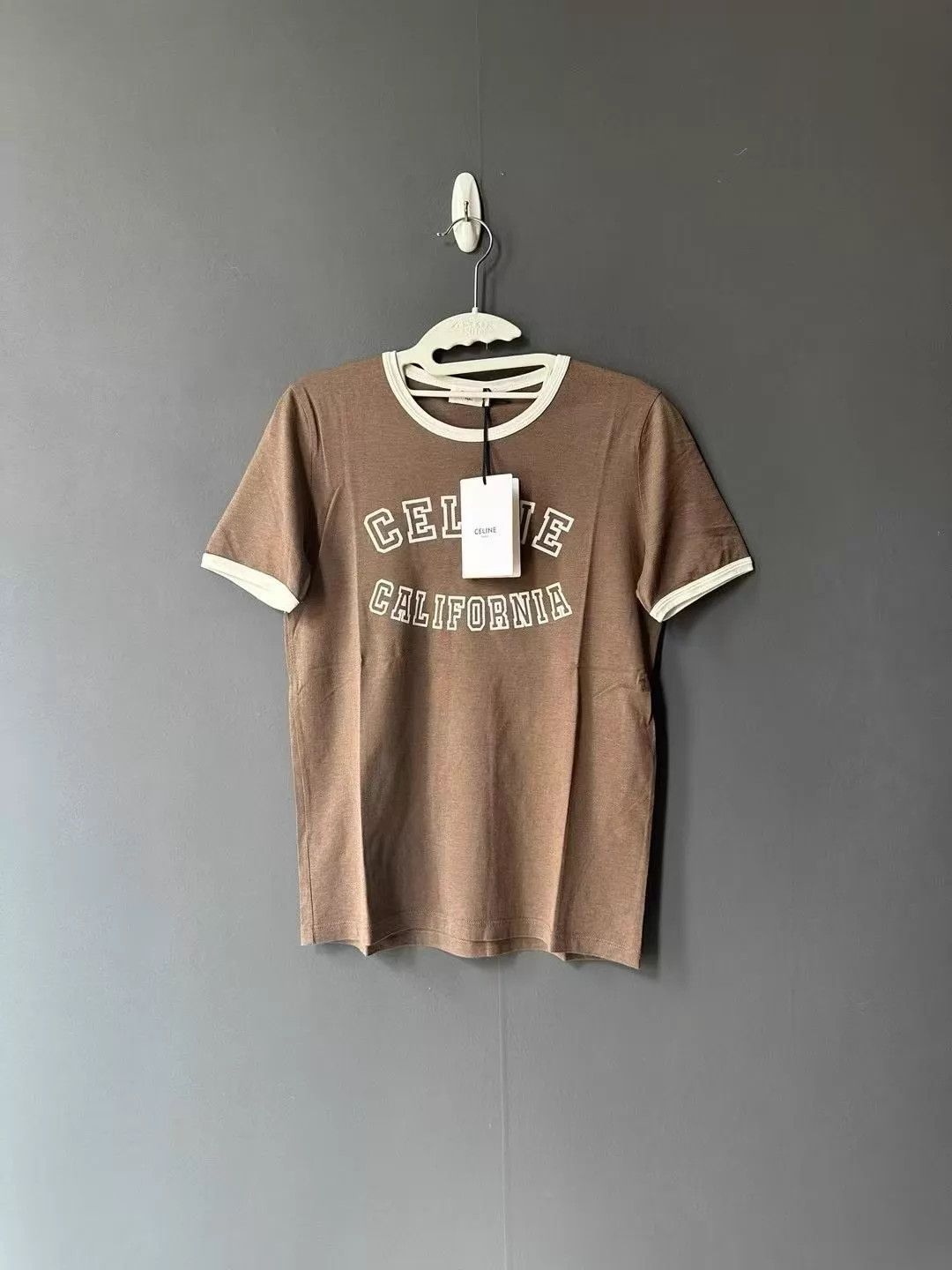 Celine CELINE Women's Brown Flocked Short Sleeve T-Shirt S Size S / US 4 / IT 40 - 1 Thumbnail