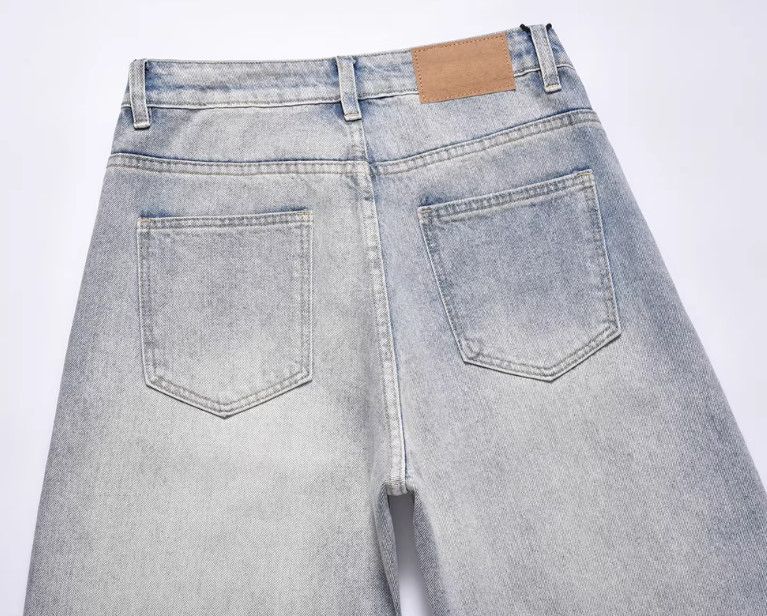 Vintage Men's street wide-leg loose washed straight jeans Size US 32 / EU 48 - 4 Thumbnail